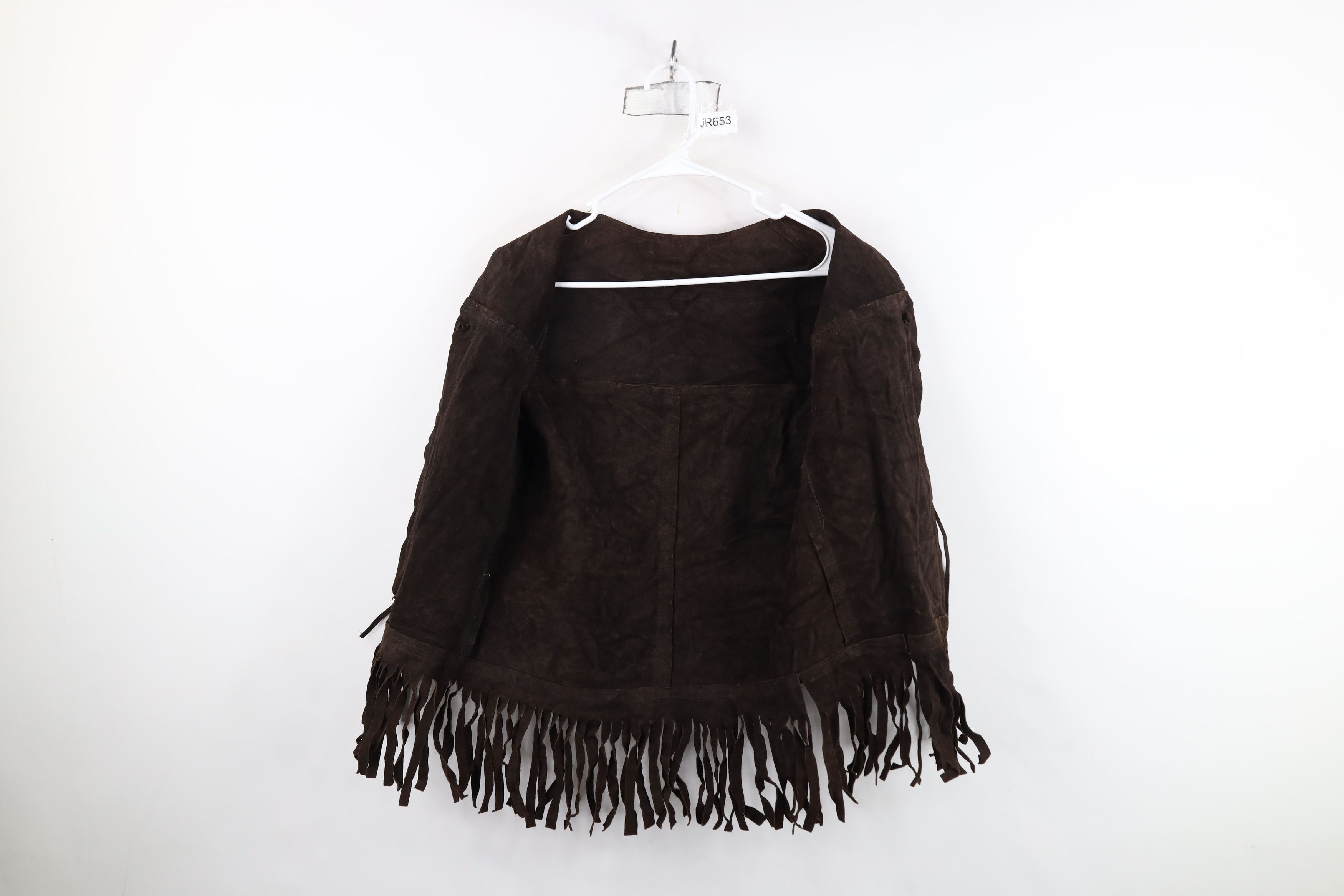 Vintage Vintage 60s 70s Boho Chic Fringed Suede Leather Vest USA Size L / US 10 / IT 46 - 7 Thumbnail