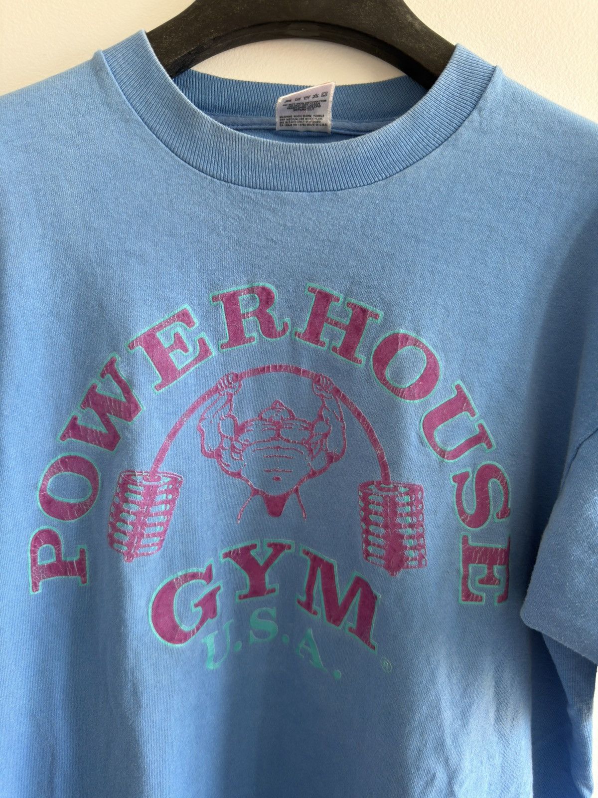 Vintage *RARE* 1990s 90s VINTAGE POWERHOUSE GYM BLUE PURPLE USA TEE Size US M / EU 48-50 / 2 - 2 Thumbnail