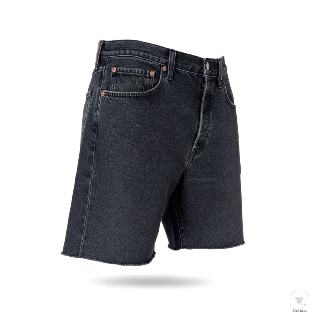 Levi's Levi's 501 Bermuda Denim Shorts Mens W30 Button Fly Black Frayed Hem Casual Split Front 5-Pocket Regular Rise Summer 501 Fit Men Size US 30 / EU 46 - 3 Thumbnail