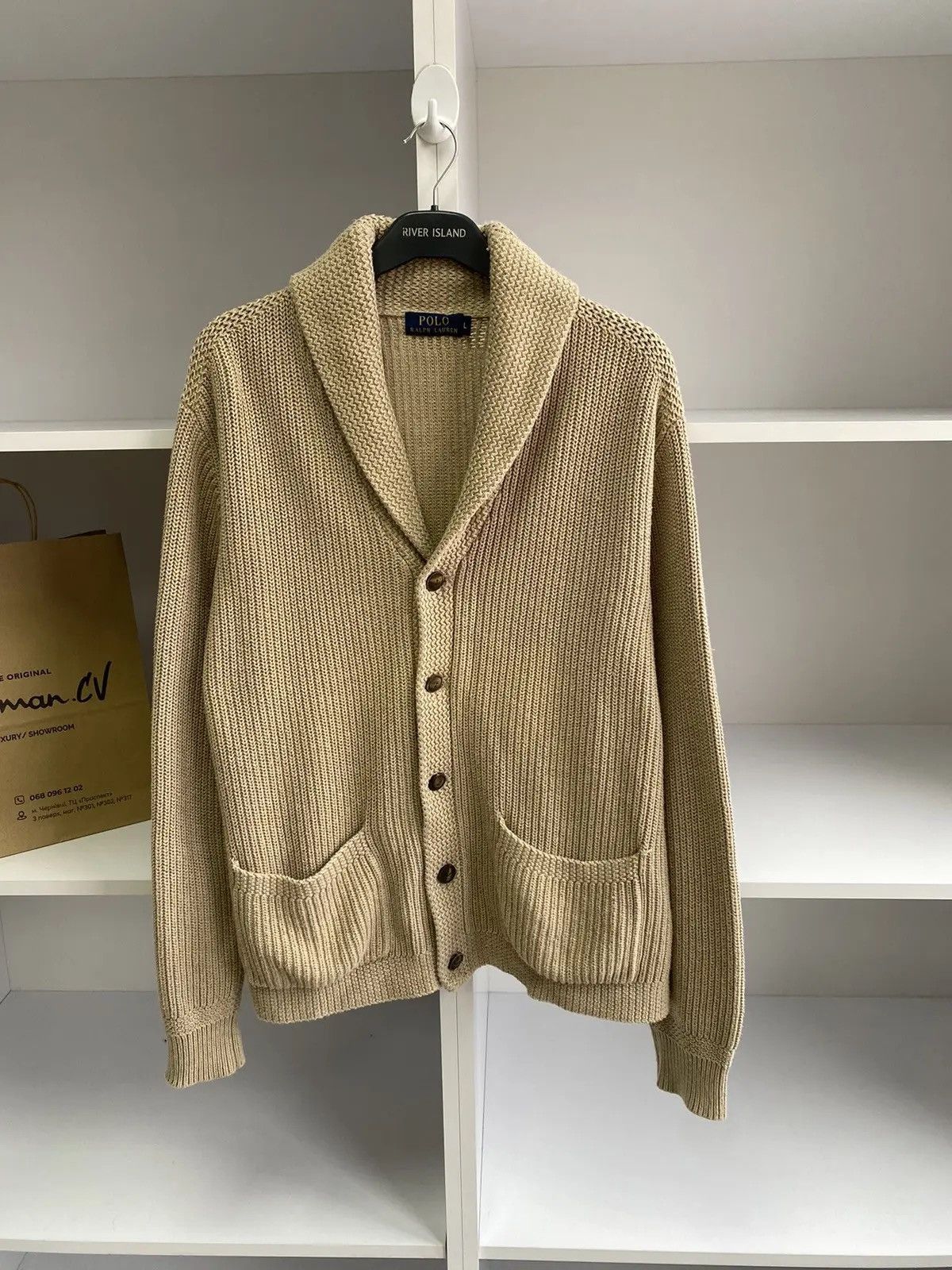 Polo Ralph Lauren × Ralph Lauren × Vintage Vintage Polo Ralph Lauren Knitted Beige Cardigan Size US L / EU 52-54 / 3 - 4 Thumbnail