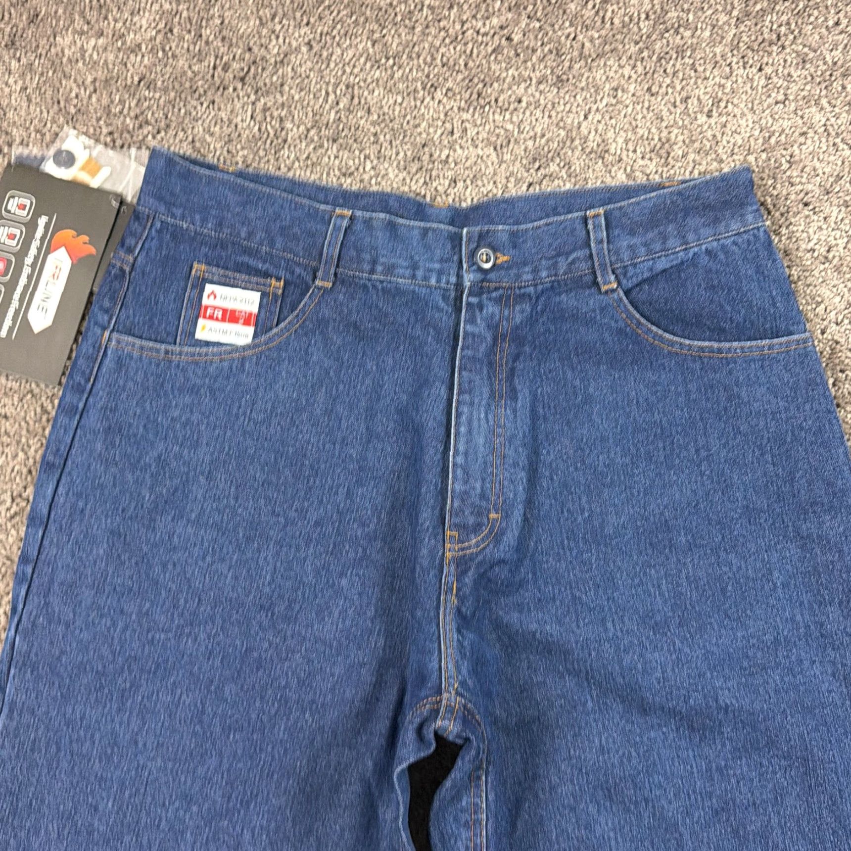 Denime Ifrline Jeans Mens 36 Straight FR Flame-Resistant Denim Dark Wash 33x33 1X28R Size US 33 - 2 Thumbnail