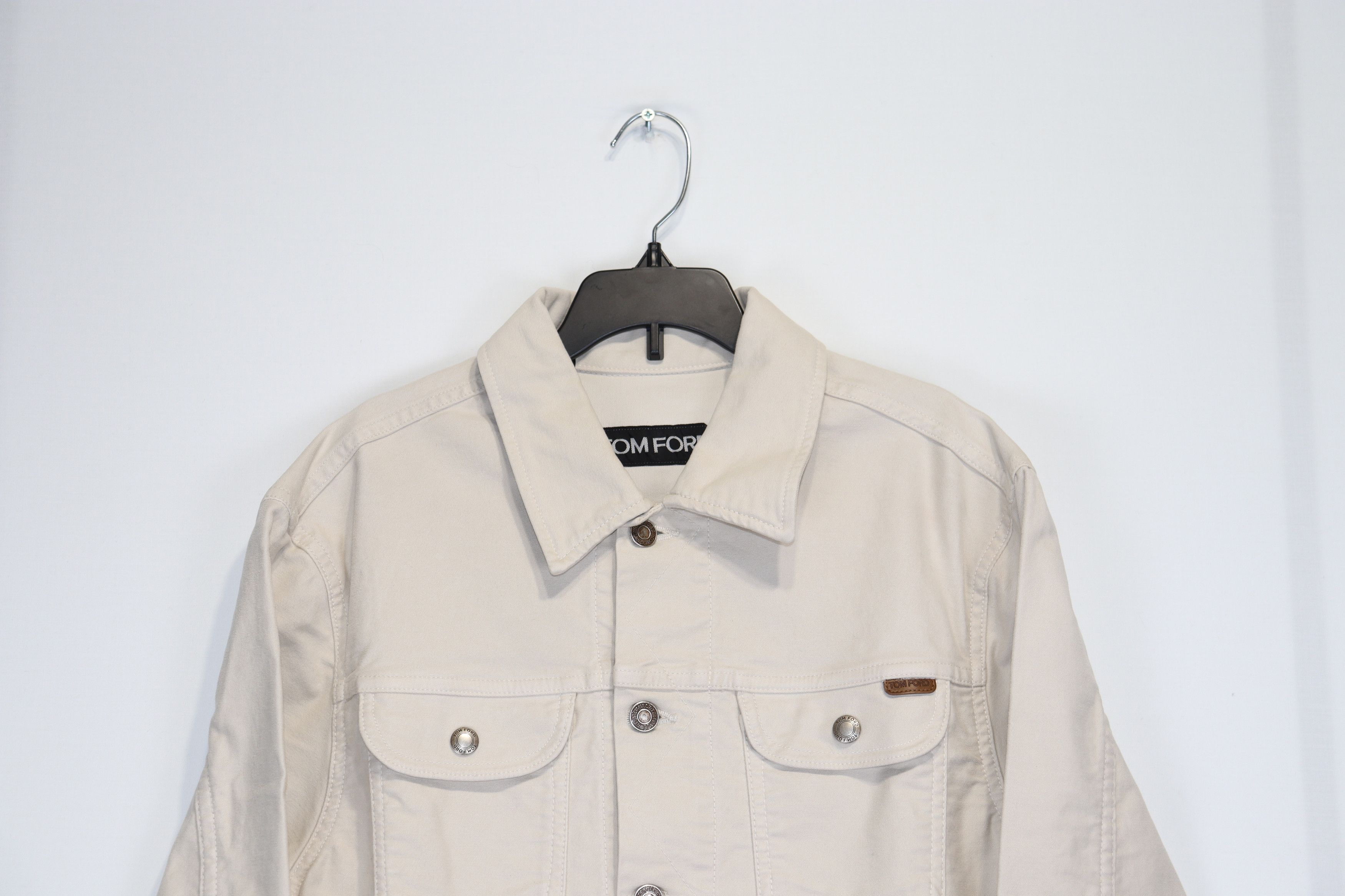Tom Ford o1rshd1 Campionario Denim Jacket with Leather in White Size US M / EU 48-50 / 2 - 3 Thumbnail