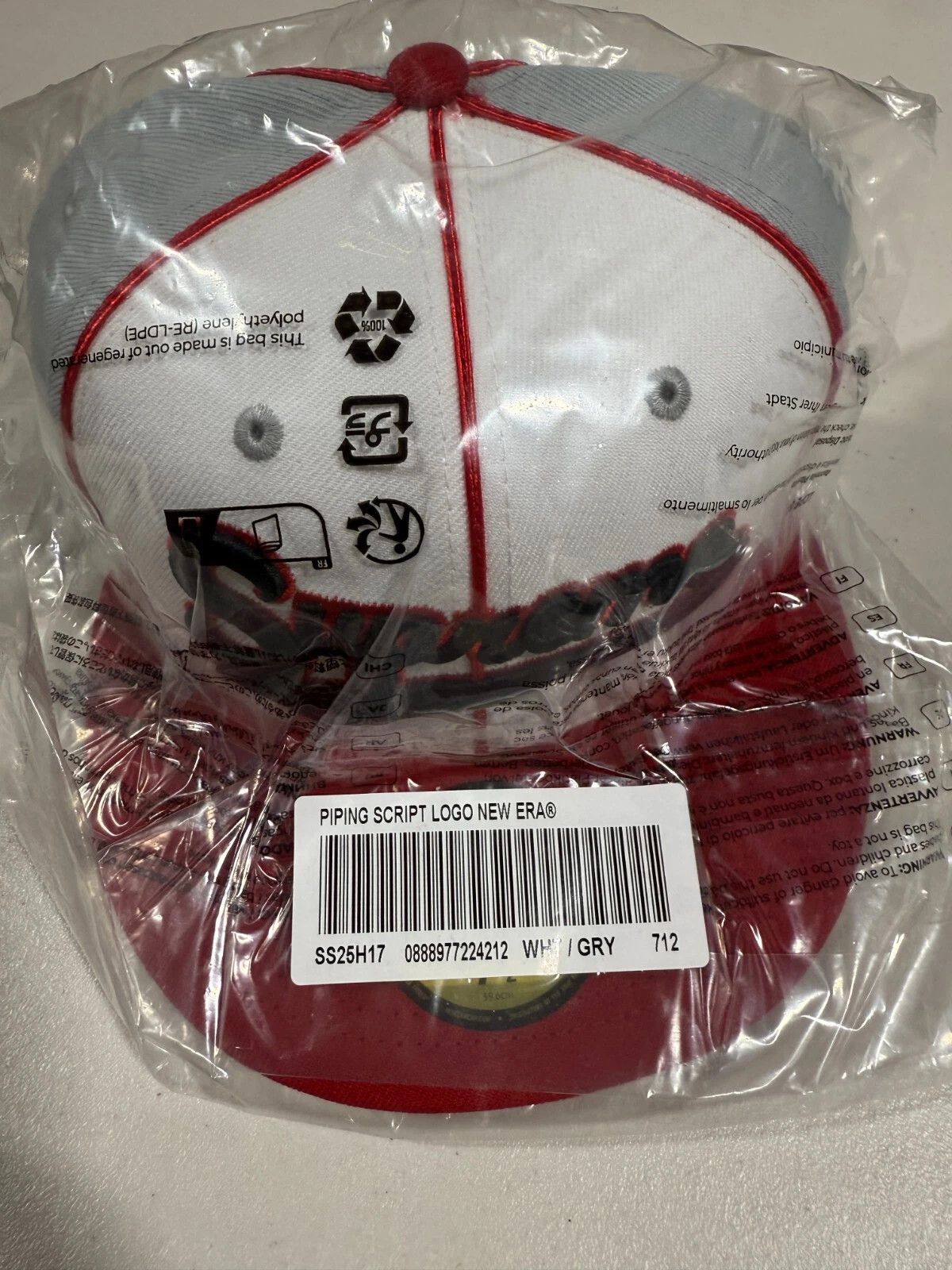 Other Supreme x New Era Piping Script Logo Cap Grey 7 1/2 Size ONE SIZE - 3 Thumbnail