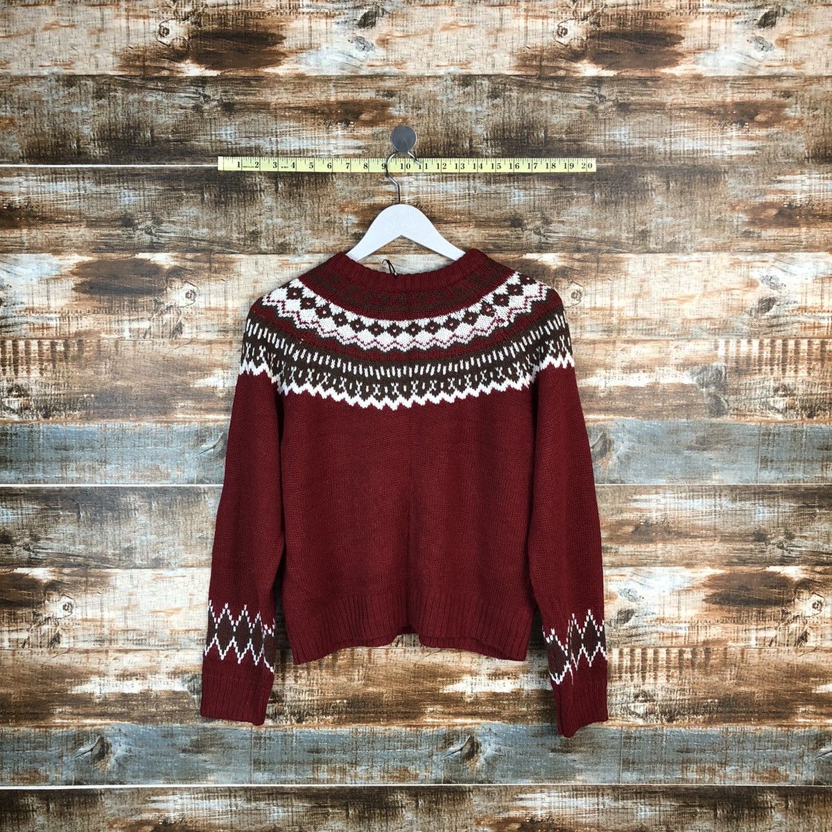 Homespun Knitwear × Japanese Brand Japan navajo Maroon Knitwear crop top #A1713 Size M / US 6-8 / IT 42-44 - 11 Thumbnail