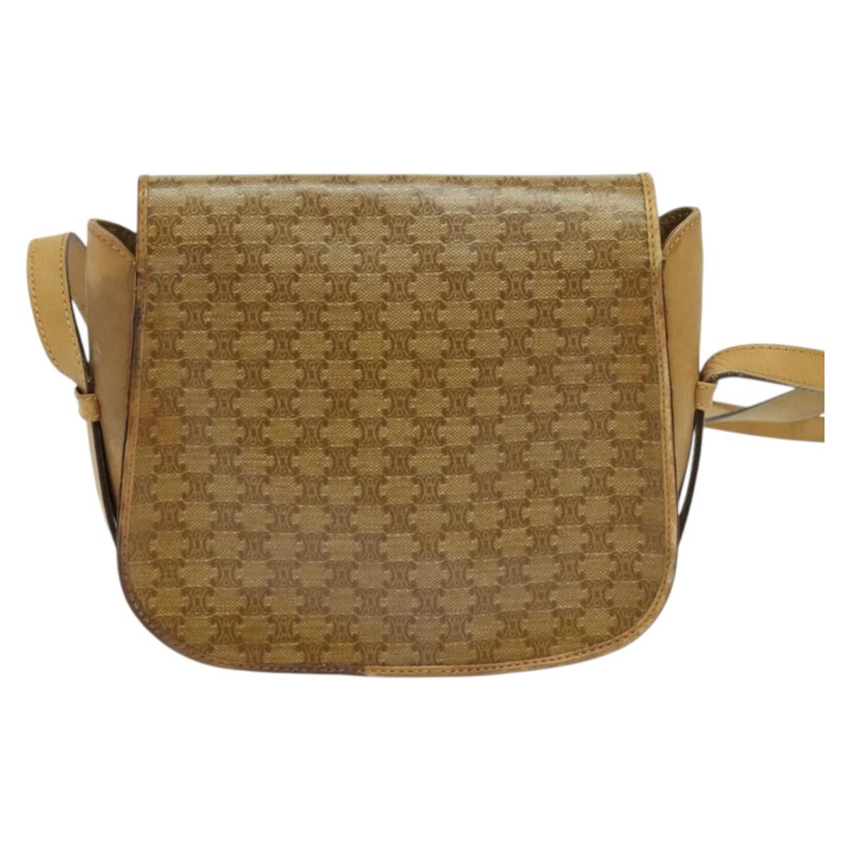 Celine CELINE Macadam Canvas Shoulder Bag Beige Gold Size ONE SIZE - 3 Thumbnail
