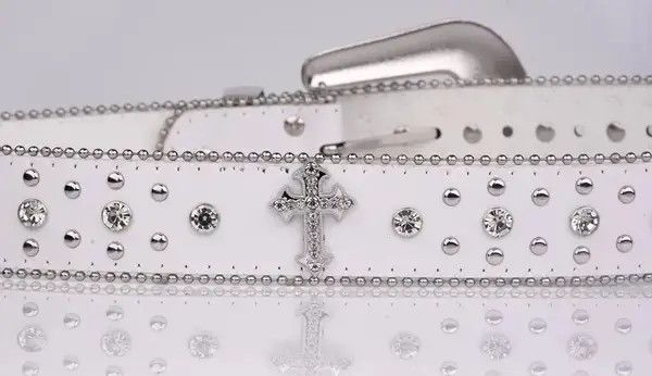 Other Kitazawa x Aoki 105 cm Punk Rhinestone White Belt Size ONE SIZE - 6 Thumbnail