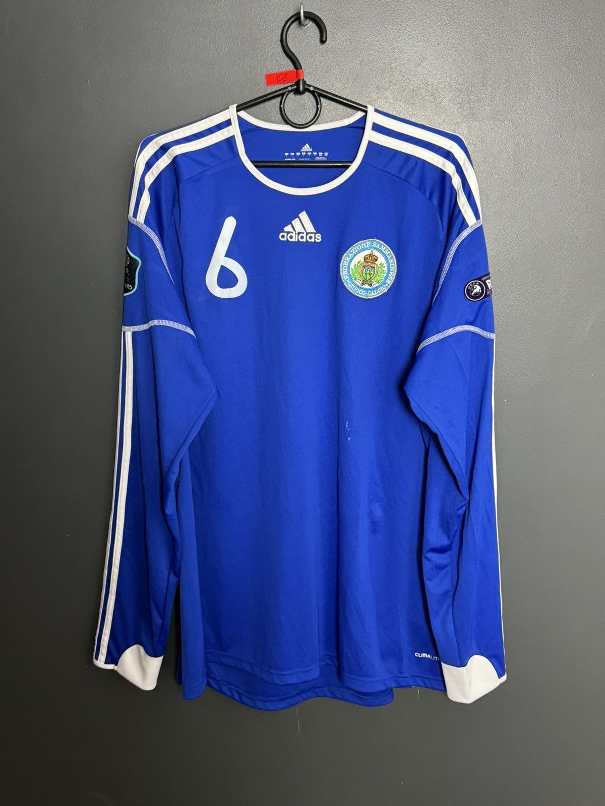 Adidas San Marino 10/12 Home Match Worn Football Long Sleeve Shirt Size US L / EU 52-54 / 3 - 1 Thumbnail