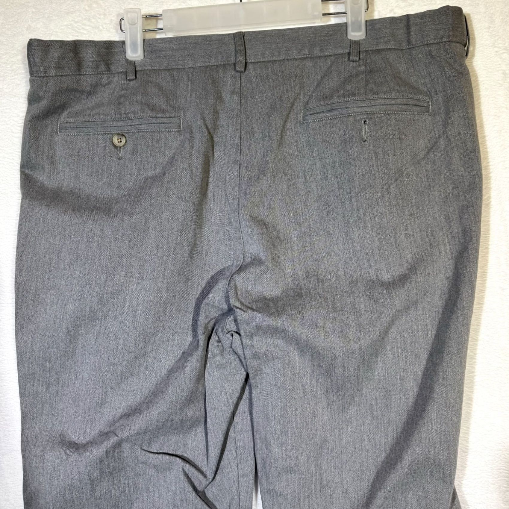 Lands' End Lands' End Men’s Gray 100% Cotton Straight-Leg Pants, Size 42, Classic Dress Pants, Regular - Men’s, Gray, 27 Inseam, 42 Waist Size US 42 / EU 58 - 7 Thumbnail