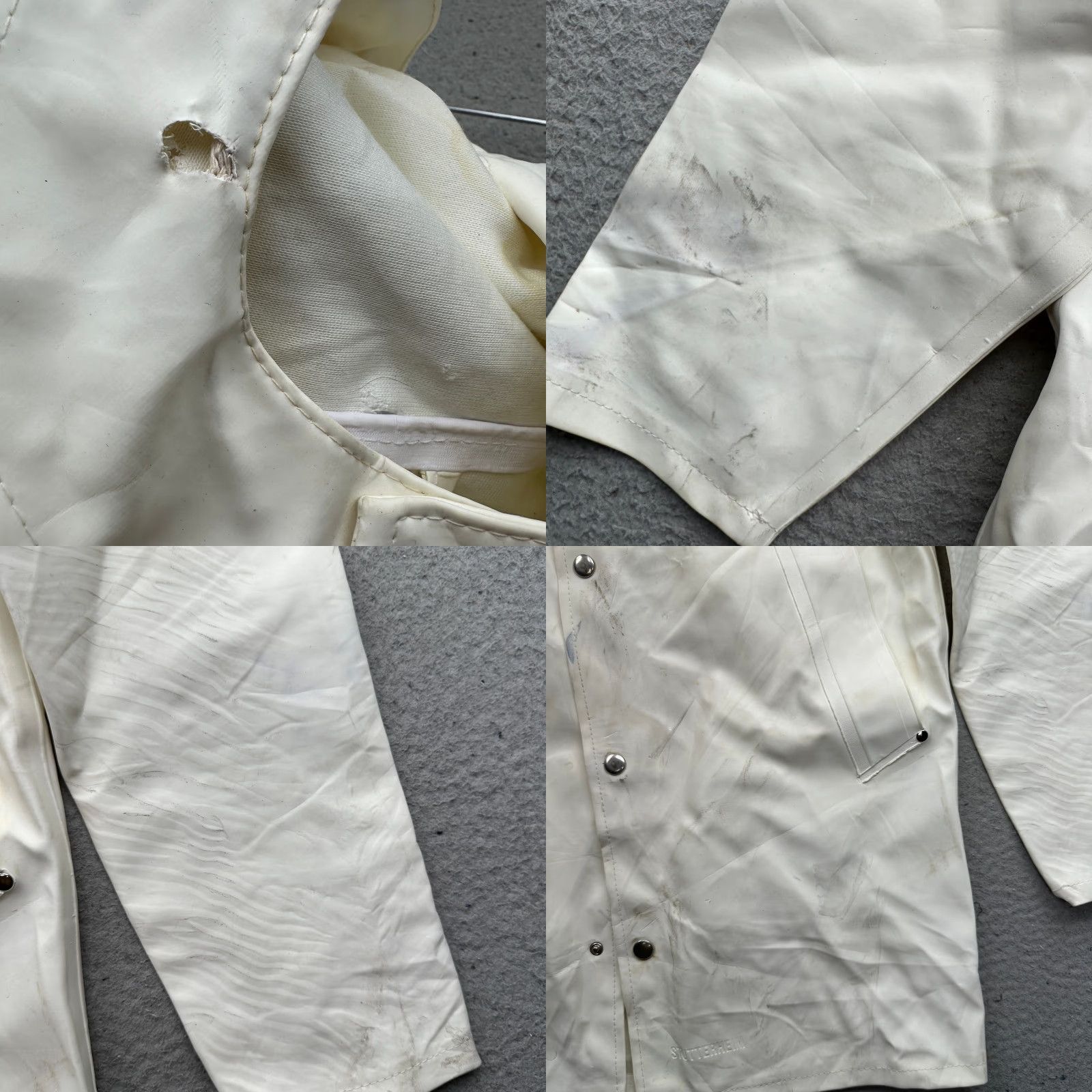 Stutterheim VINTAGE Stutterheim Goteborg Coat Raincoat Womens XS White Hooded Waterproof Snap Front Coat Womens XS White Stutterheim Rain Coat Size XS / US 0-2 / IT 36-38 - 10 Thumbnail