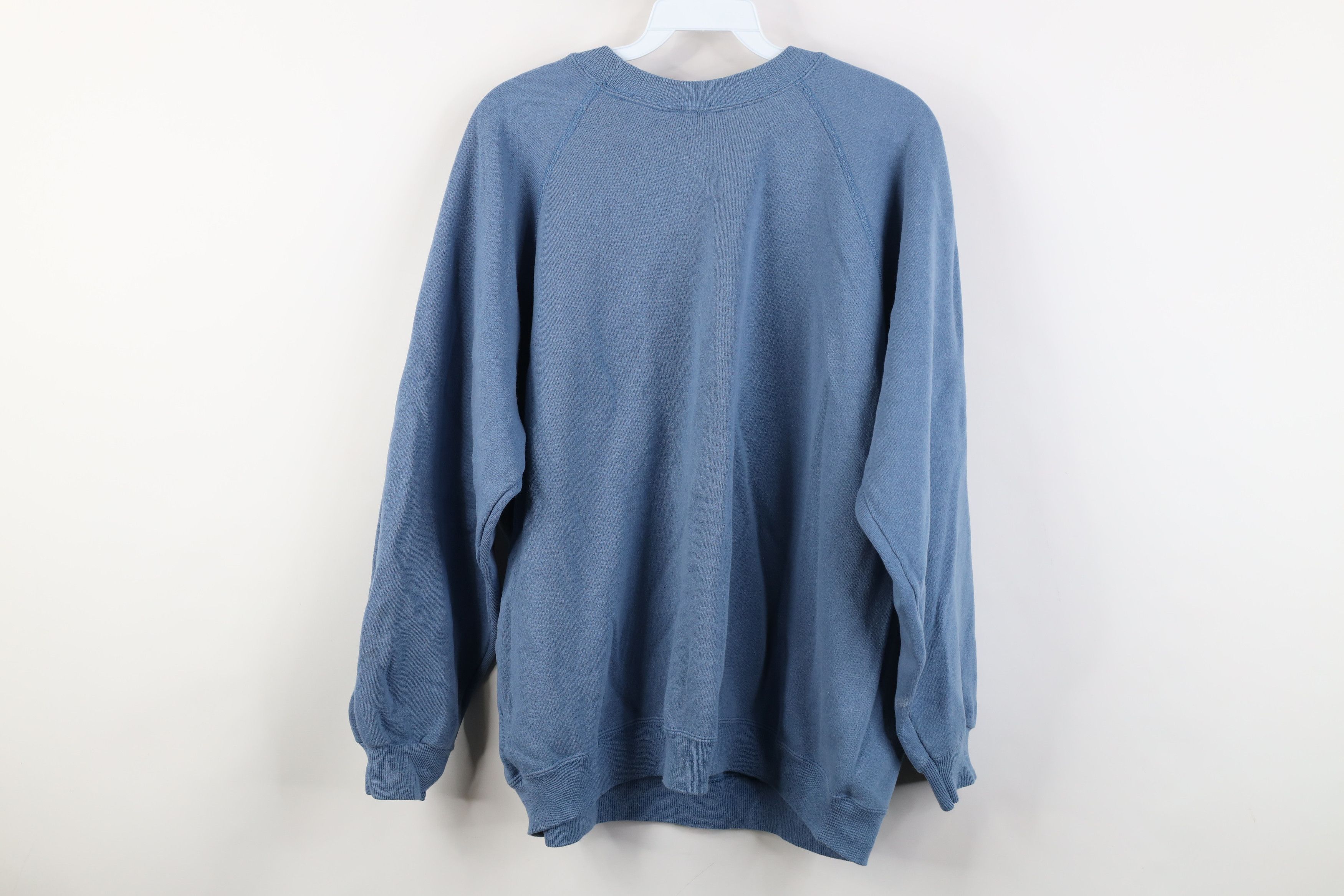 Vintage Vintage 90s Streetwear Blank Crewneck Sweatshirt Blue USA Size XL / US 12-14 / IT 48-50 - 9 Thumbnail