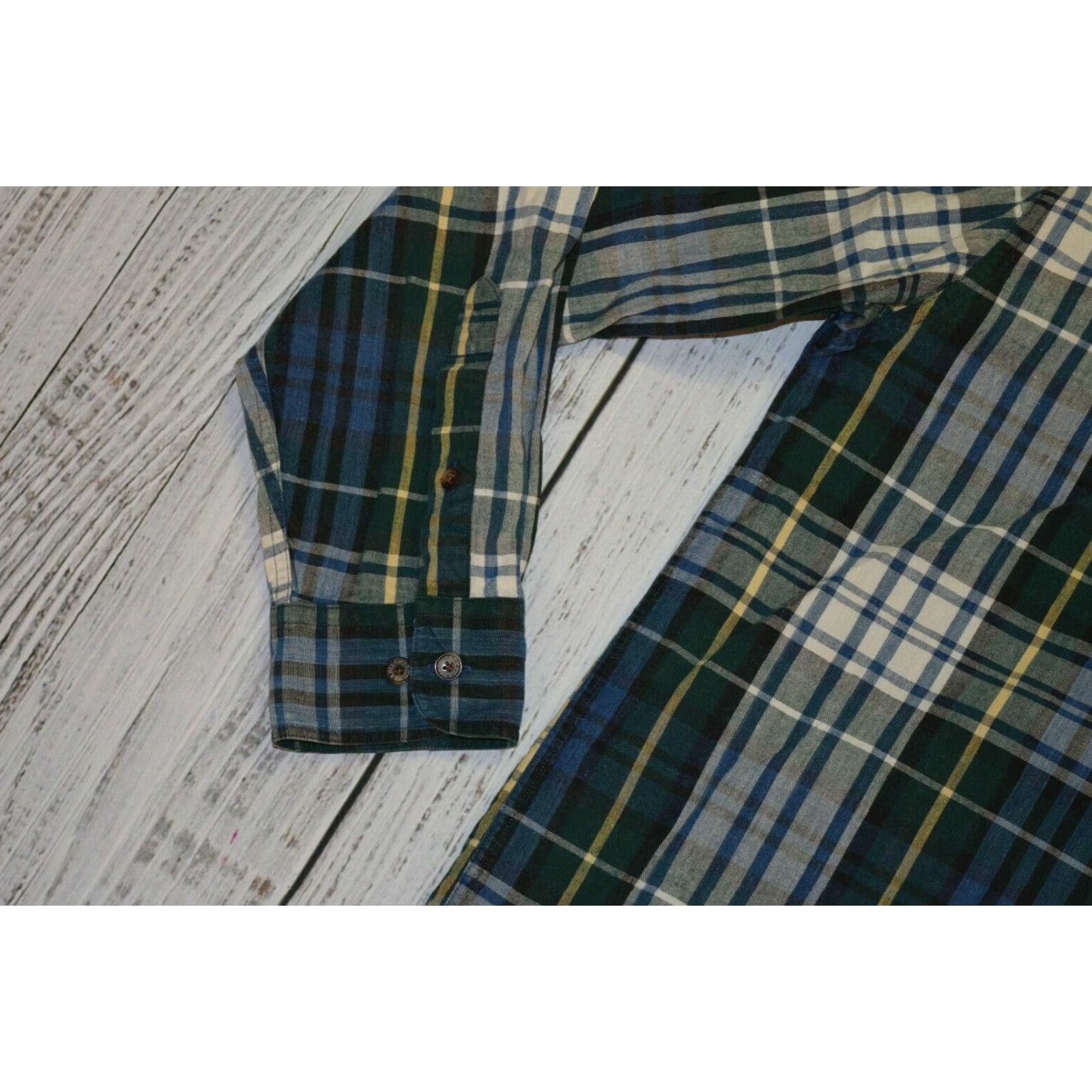 Vintage VINTAGE Adirondack Savile Row Cotton Mountain Chambray Shirt Large Mens Shirt Adult Large Green Indigo Chambray 1990s Mens Size US L / EU 52-54 / 3 - 3 Thumbnail