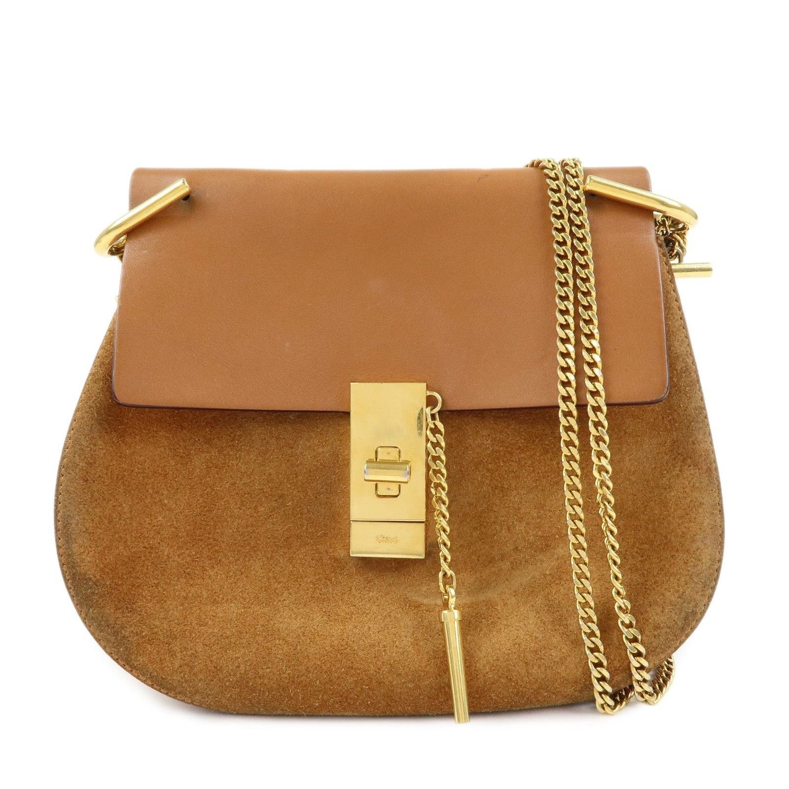 Chloe Chloe Drew Leather & Suede Shoulder Bag Tan Size ONE SIZE - 1 Thumbnail
