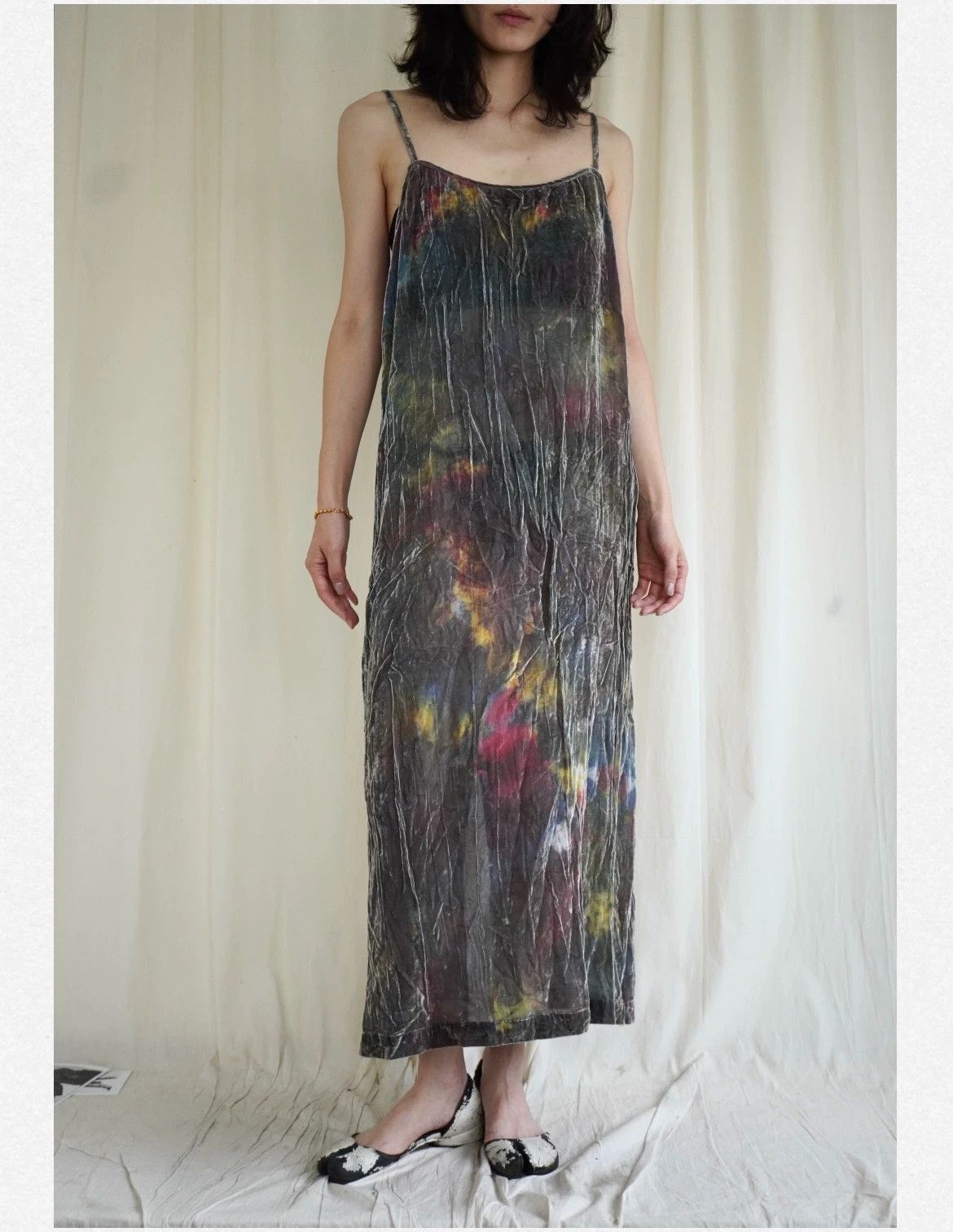 Comme des Garcons CDG 1994 AW Watercolor Velvet Skirt Gray Size Free Size ONE SIZE - 2 Thumbnail