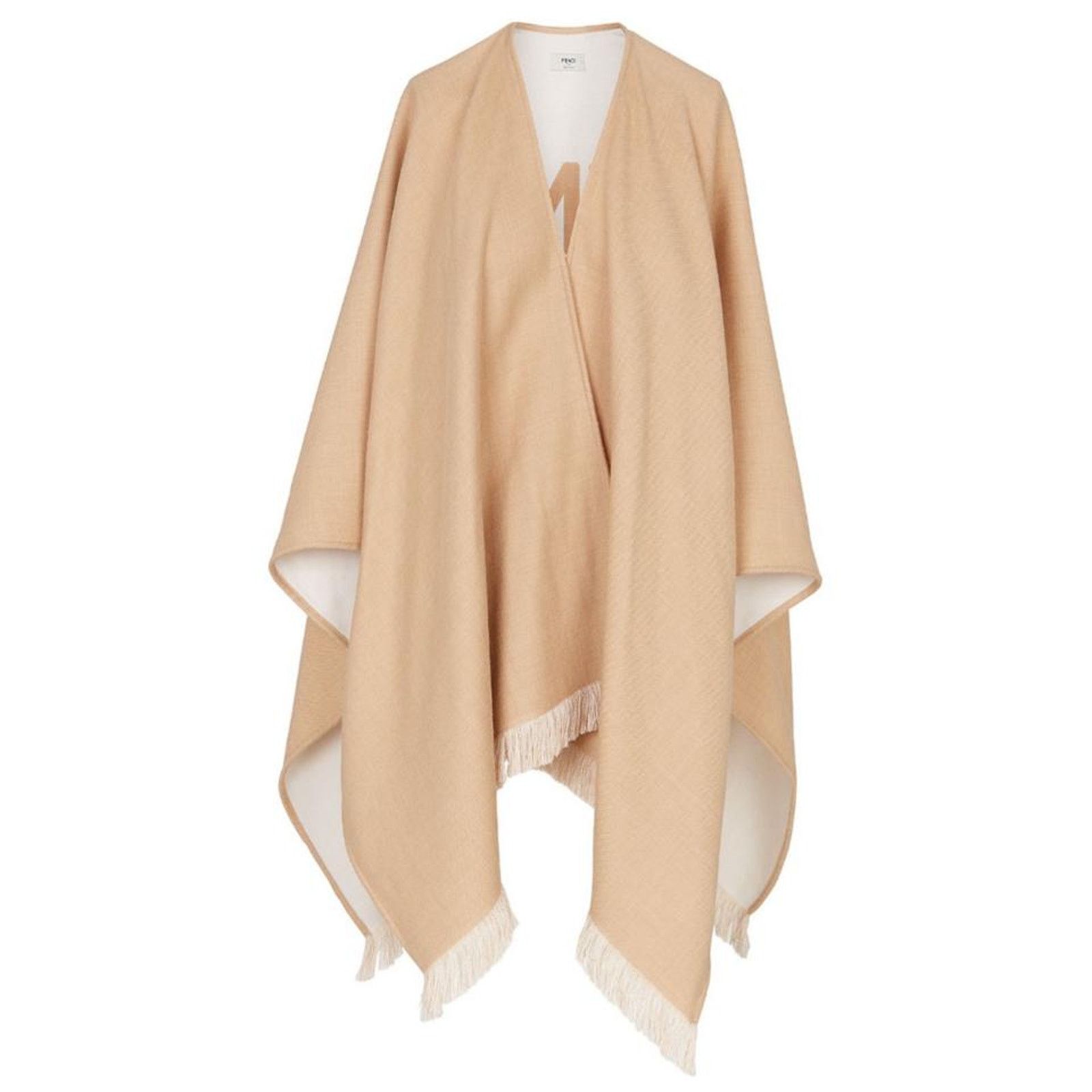 Fendi logo intarsia fringed wool poncho cape wrap Size ONE SIZE - 5 Thumbnail