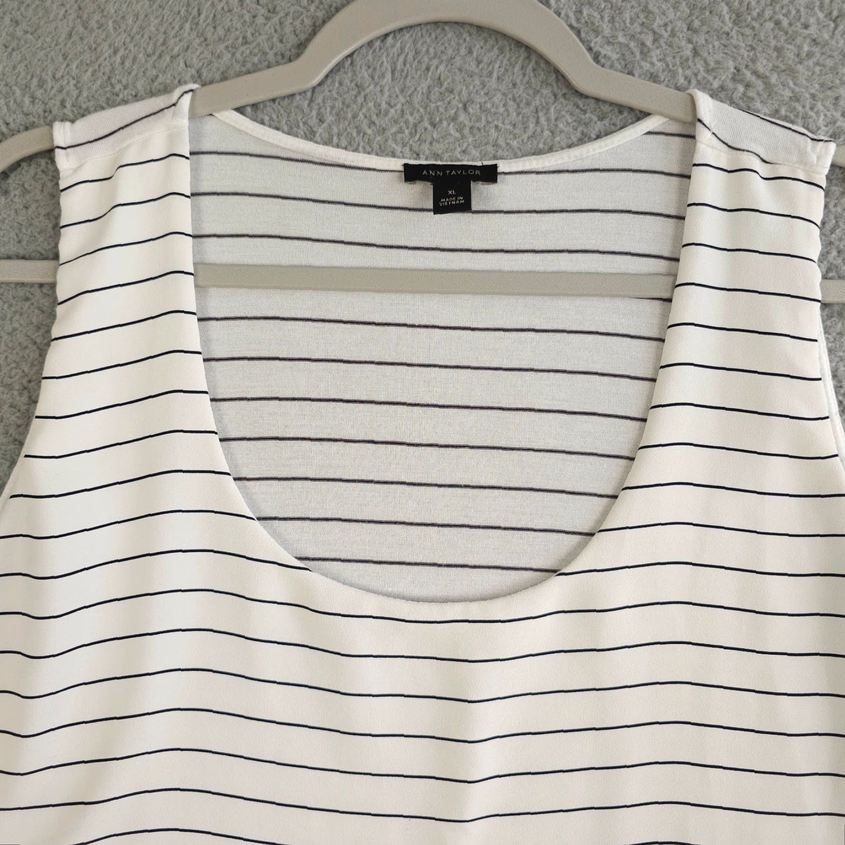 Ann Taylor Ann Taylor Tank Top Womens XL White Striped Sleeveless Lined Shirt Casual Size XL / US 12-14 / IT 48-50 - 7 Thumbnail