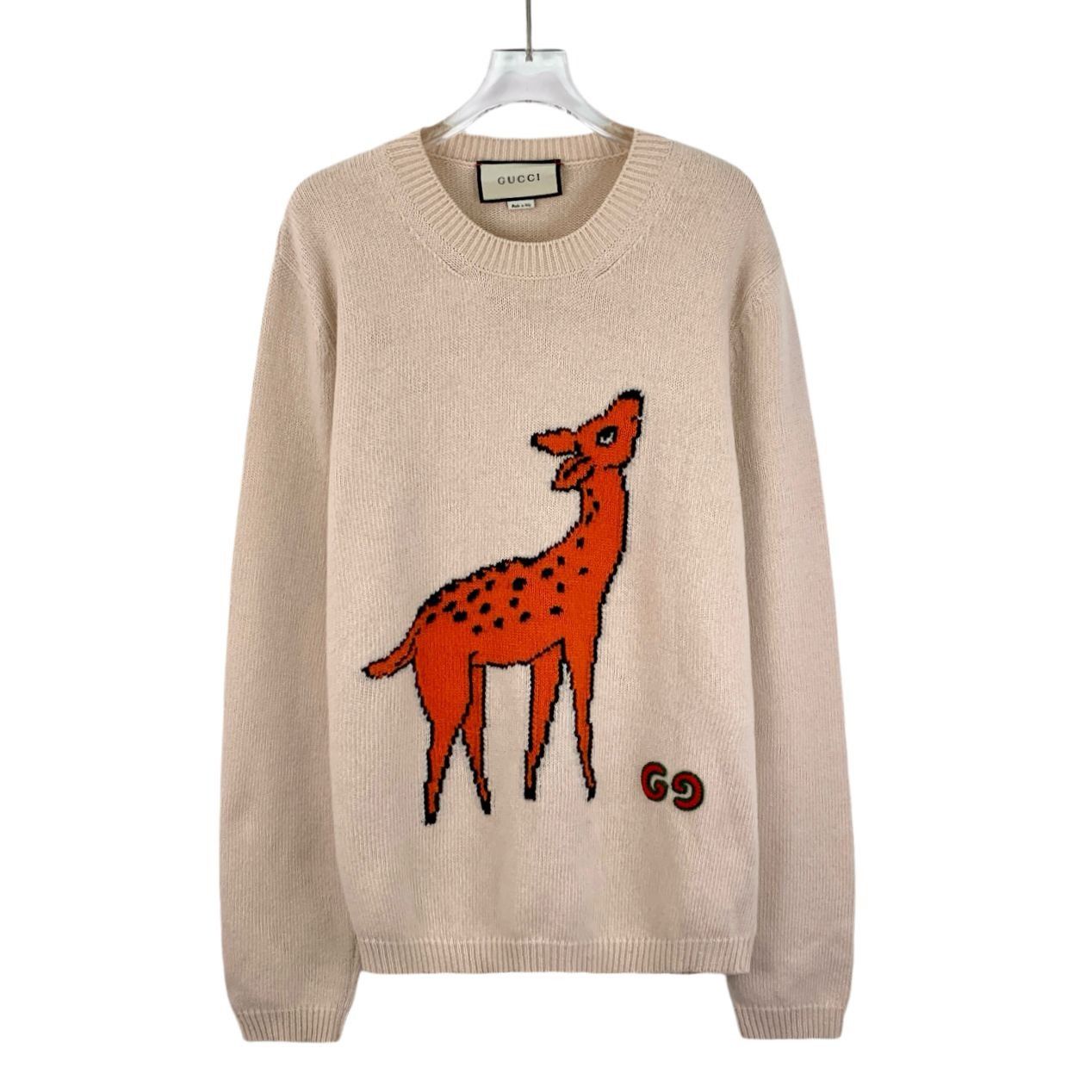 Gucci Gucci Beige Deer Inset Wool Knitted Sweater M Made In Italy Size M / US 6-8 / IT 42-44 - 1 Thumbnail