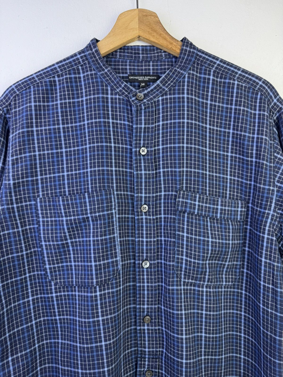 Engineered Garments Engineered Garments banded collar shirt in a dark navy Size US M / EU 48-50 / 2 - 7 Thumbnail