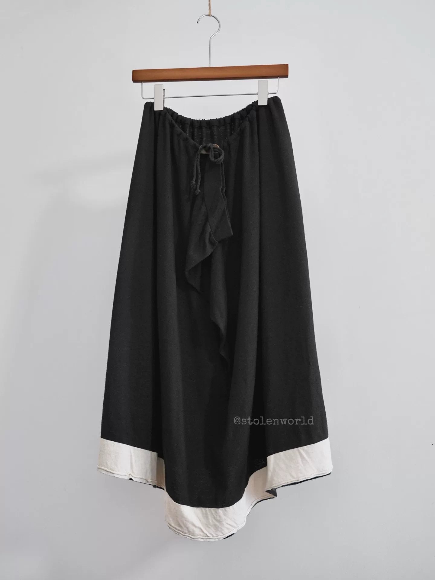 Y's black knitted wool skirt with drawstring Size 23" - 1 Thumbnail