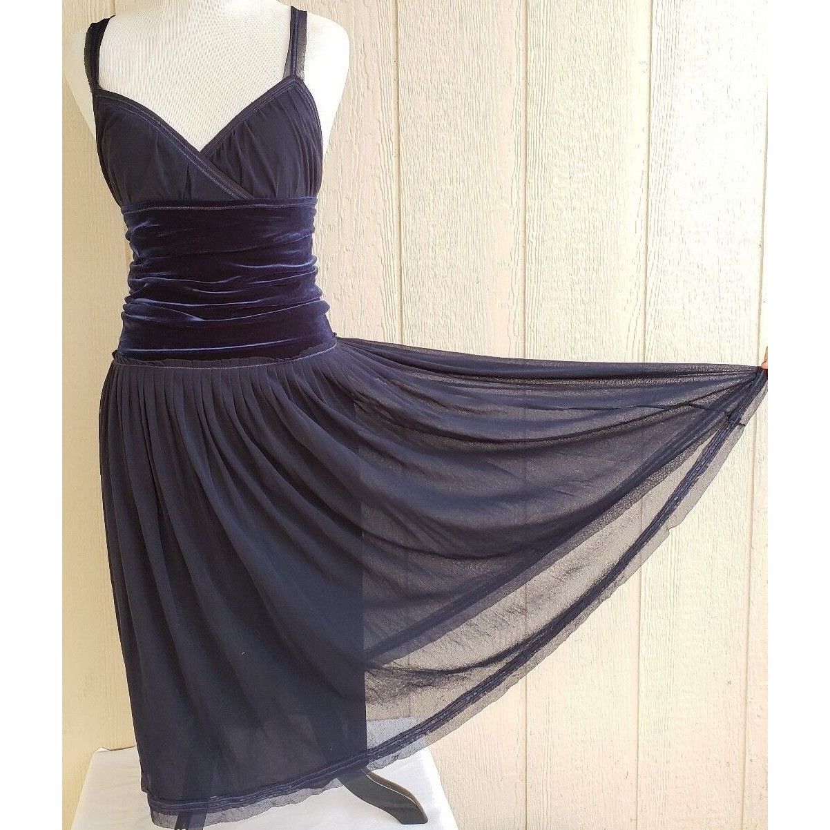 FUZZI Fuzzi Velvet Dress Womens 6 Blue Silk Chiffon Layered Italy Size S / US 4 / IT 40 - 5 Thumbnail