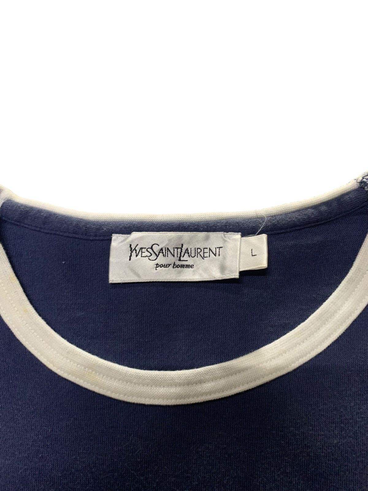 Yves Saint Laurent YSL Yves Saint Lauren Pour Homme Script logo Ringer Tshirt Size US L / EU 52-54 / 3 - 5 Thumbnail