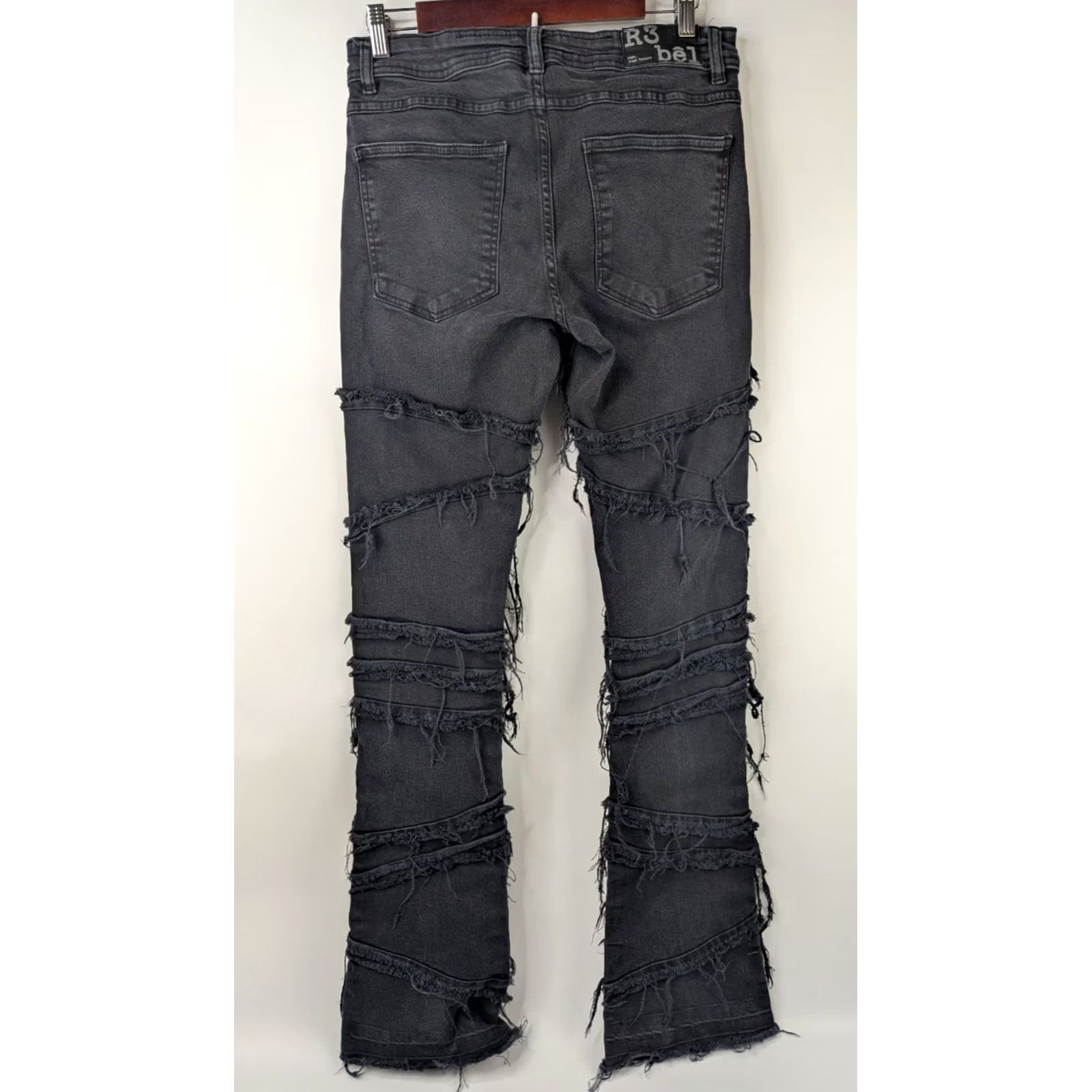 Vintage R3bêl Men's Distressed Skinny Jeans Black 30 Denim 5-Pocket Zipper Button Stacked Fit Streetwear Slim Vintage No Size US 30 / EU 46 - 5 Thumbnail