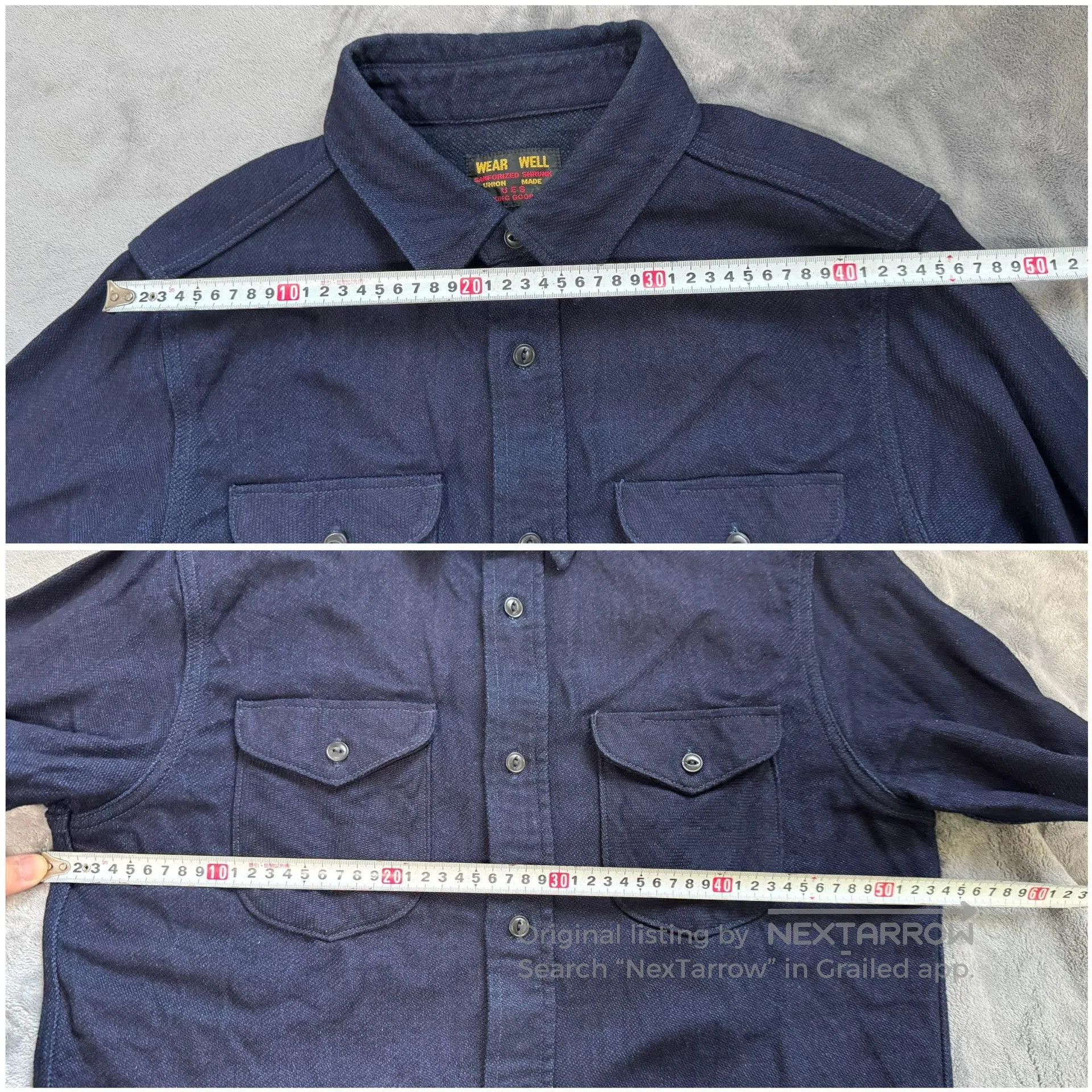 UES Japan UES 501655 Indigo Flannel Long Sleeve Shirt. Size US L / EU 52-54 / 3 - 6 Thumbnail