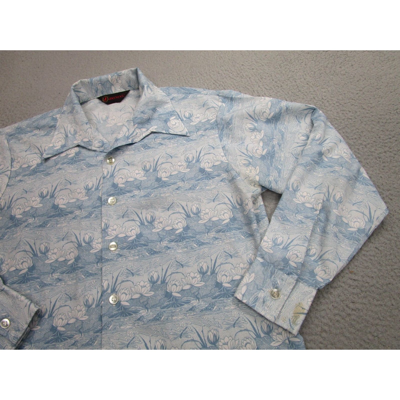 Vintage VINTAGE Jaymar Shirt Men Large Blue Floral Button-Front 70s Long Sleeve 1970s Size US L / EU 52-54 / 3 - 2 Thumbnail