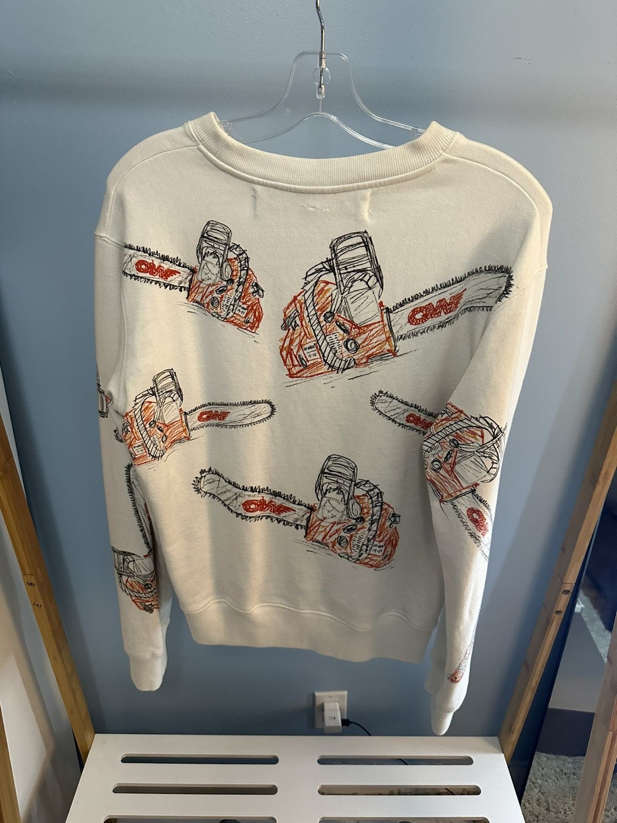 Off-White × Virgil Abloh Off-White Chainsaw White Crewneck Size S Size US S / EU 44-46 / 1 - 2 Thumbnail