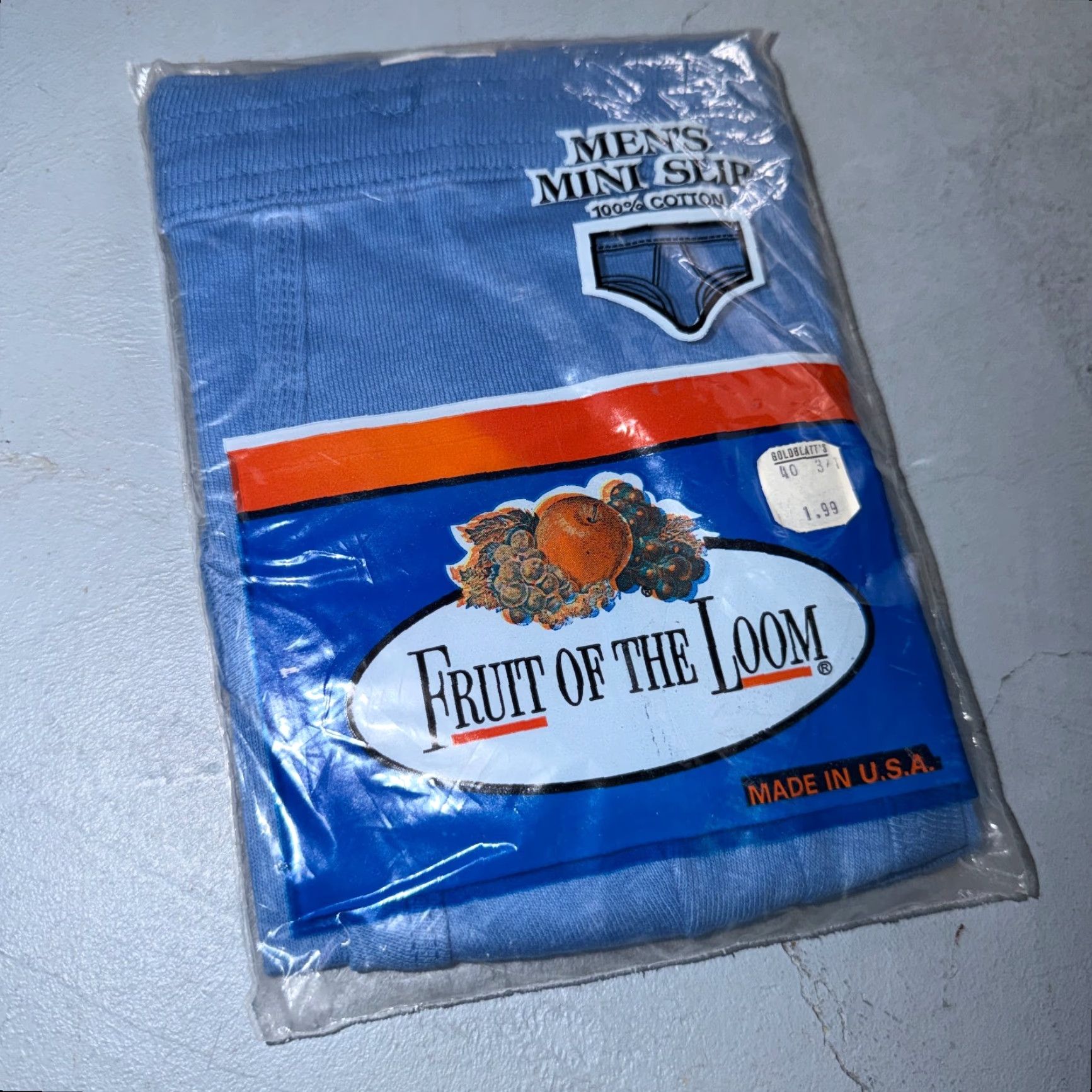 Fruit Of The Loom VINTAGE Fruit of the Loom Mens Briefs Underwear 70s 80s Slip Blue 100% Cotton M Deadstock NOS Size US 31 - 2 Thumbnail