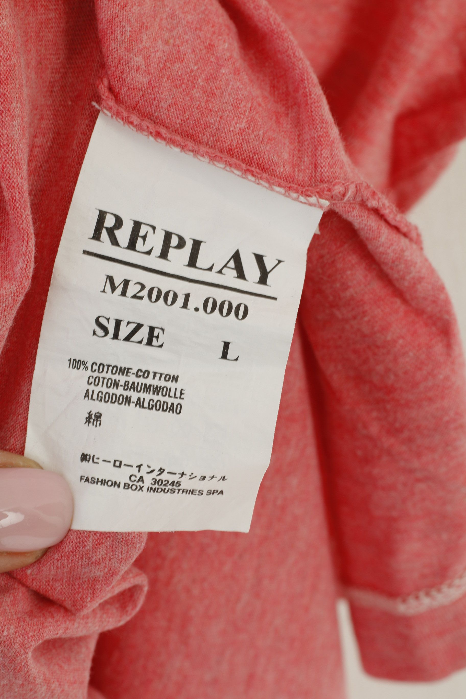 Replay Replay Men L Shirt Pink Cotton Island Beauty 6216 Size L / US 10 / IT 46 - 4 Thumbnail