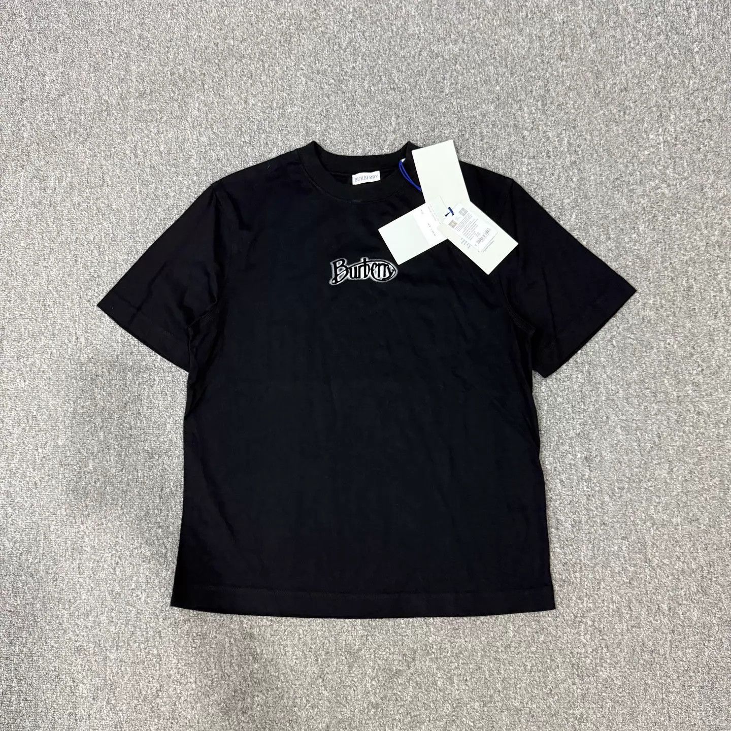 Burberry Burberry Black Embroidered Logo Short Sleeve Tee XS/S Size S / US 4 / IT 40 - 1 Thumbnail