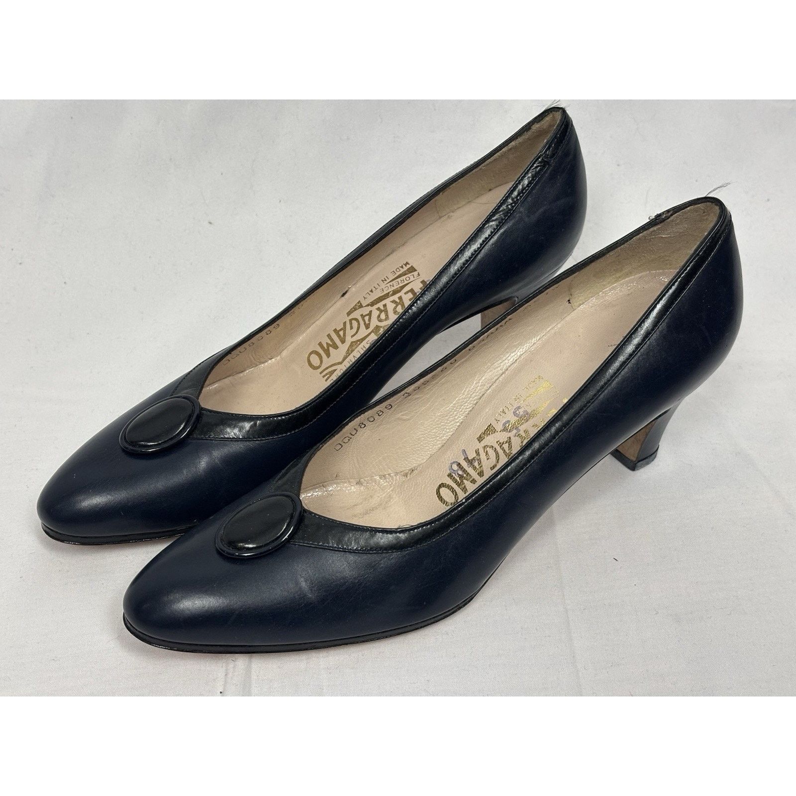 Salvatore Ferragamo Salvatore Ferragamo Navy Women’s 6.5 AAA Leather Buckle Heel Size US 6.5 / IT 36.5 - 1 Thumbnail