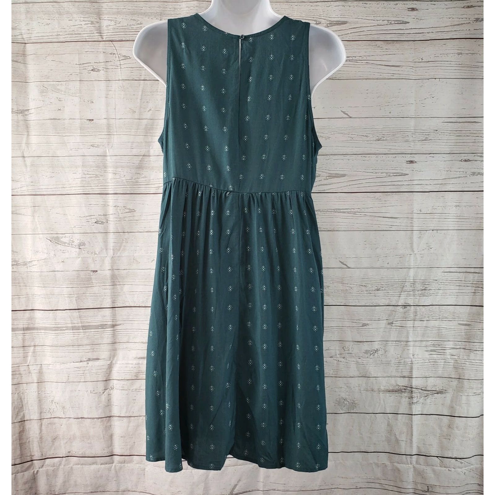 Old Navy VINTAGE Old Navy Womens Dress Sz S Green Teal Sleeveless Rayon A-Line Casual Short 31" Womens Size S / US 4 / IT 40 - 4 Thumbnail