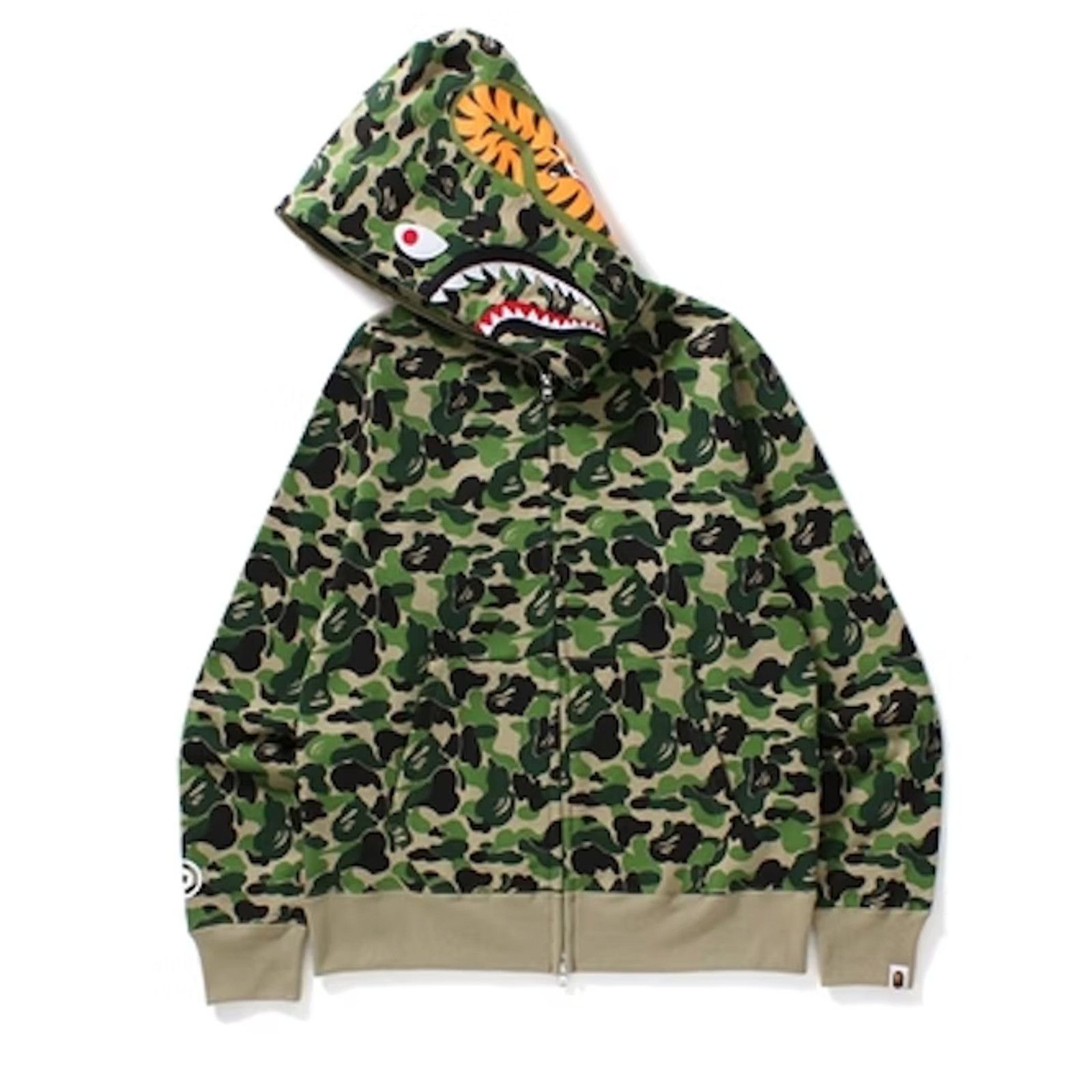 image of Bape Abc Camo Shark Full Zip Up Hooded Sweatshirt Green, Men's (Size 2XL)