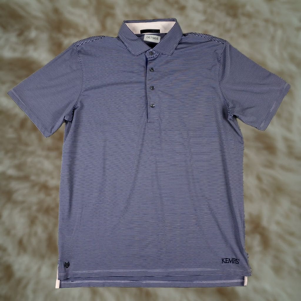 Vintage Greyson Polo Shirt Mens L Blue Striped Button Collar Short Sleeve Golf Casual Polo Shirt Size US L / EU 52-54 / 3 - 1 Thumbnail