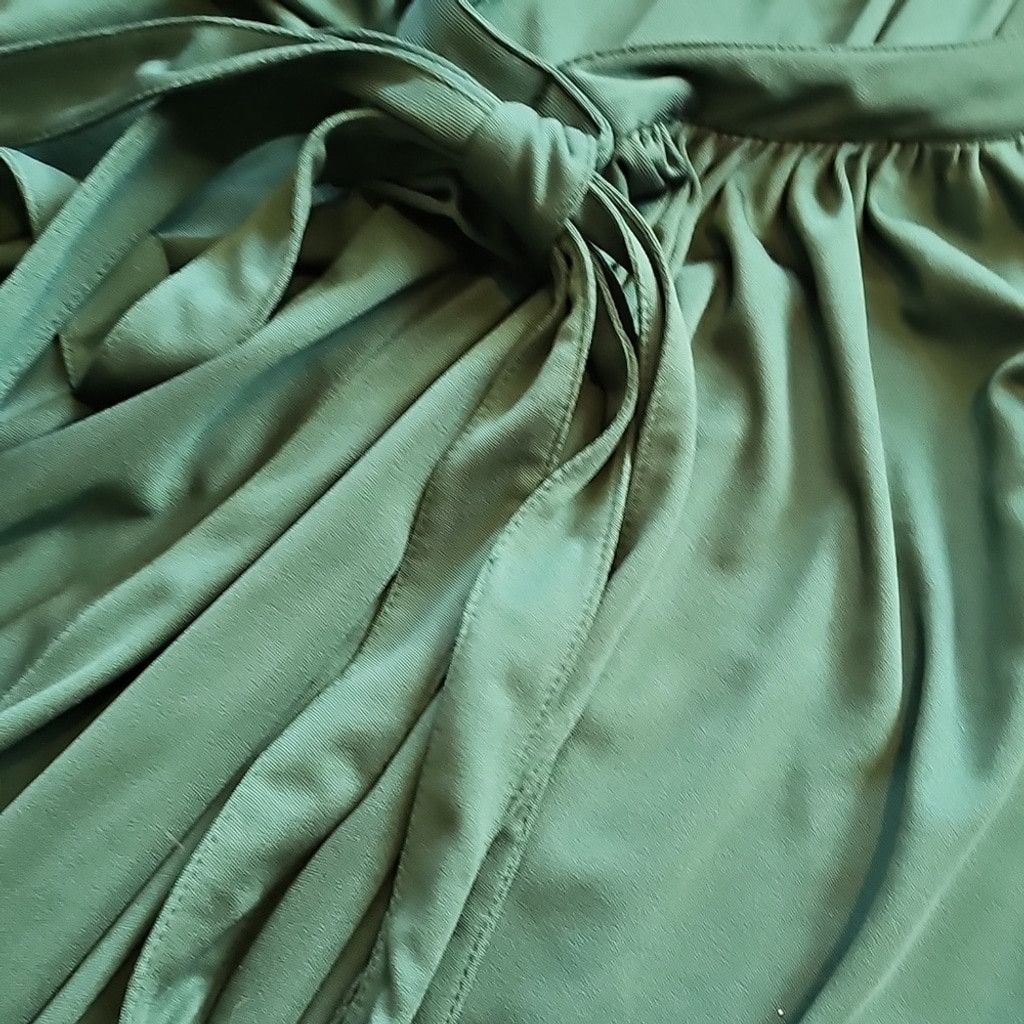 The Unbranded Brand Victor Costa Green Neck Tie Maxi Flowy Long Sleeve Dress M Size M / US 6-8 / IT 42-44 - 5 Thumbnail