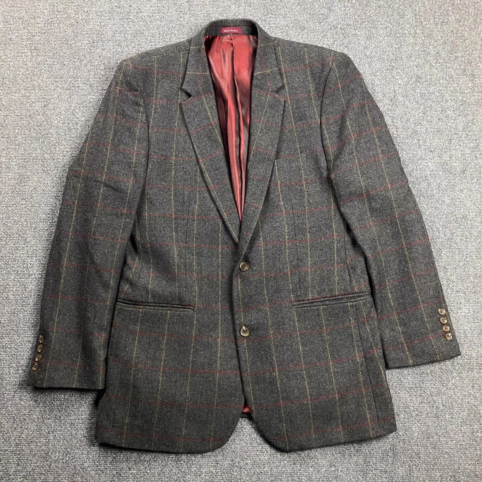 Other Samuel Windsor Blazer Men's 40L Window Pane Check 100% Wool Size 40L - 1 Thumbnail