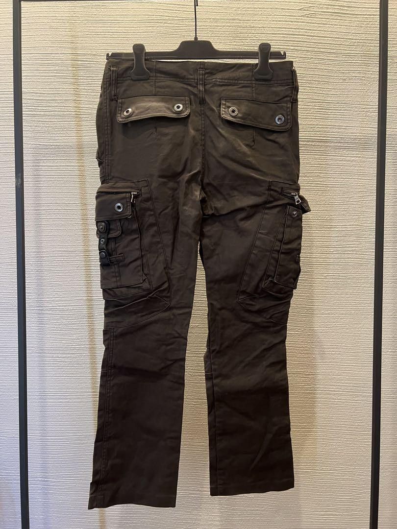 Tornado Mart TORNADO MART Coated Bootcut Cargo Pants Light Black S Size US 30 / EU 46 - 2 Thumbnail