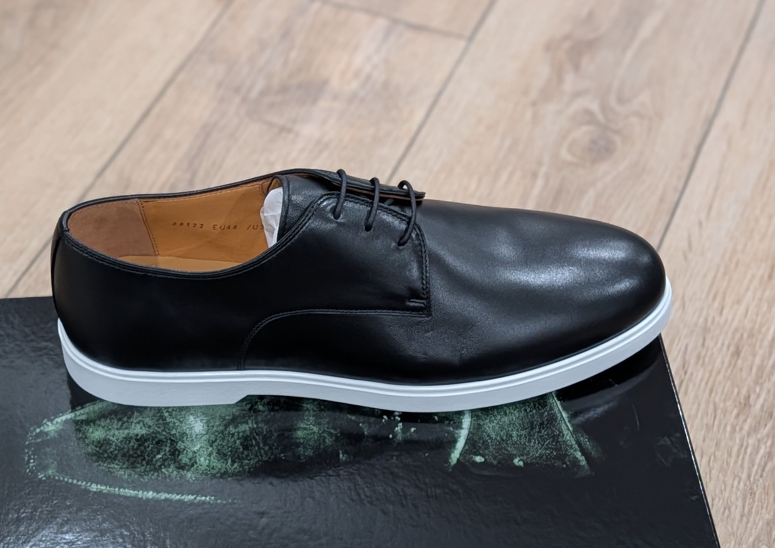 Magnanni MAGNANNI "Lobo" Leather Derby Dress Shoes Black/White 11.5 Size US 11.5 / EU 44-45 - 3 Thumbnail