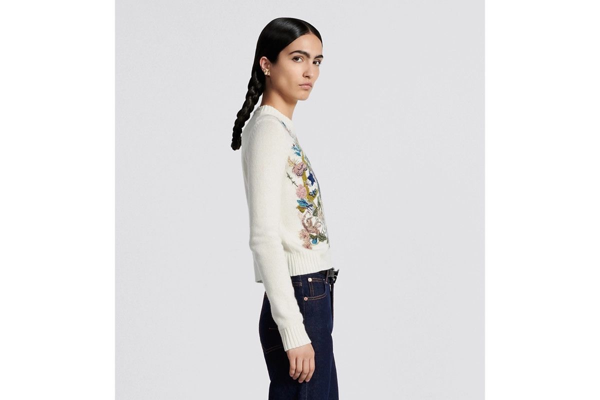 Dior o1bcso1str0225 Embroidered Sweater in White Size L / US 10 / IT 46 - 6 Thumbnail