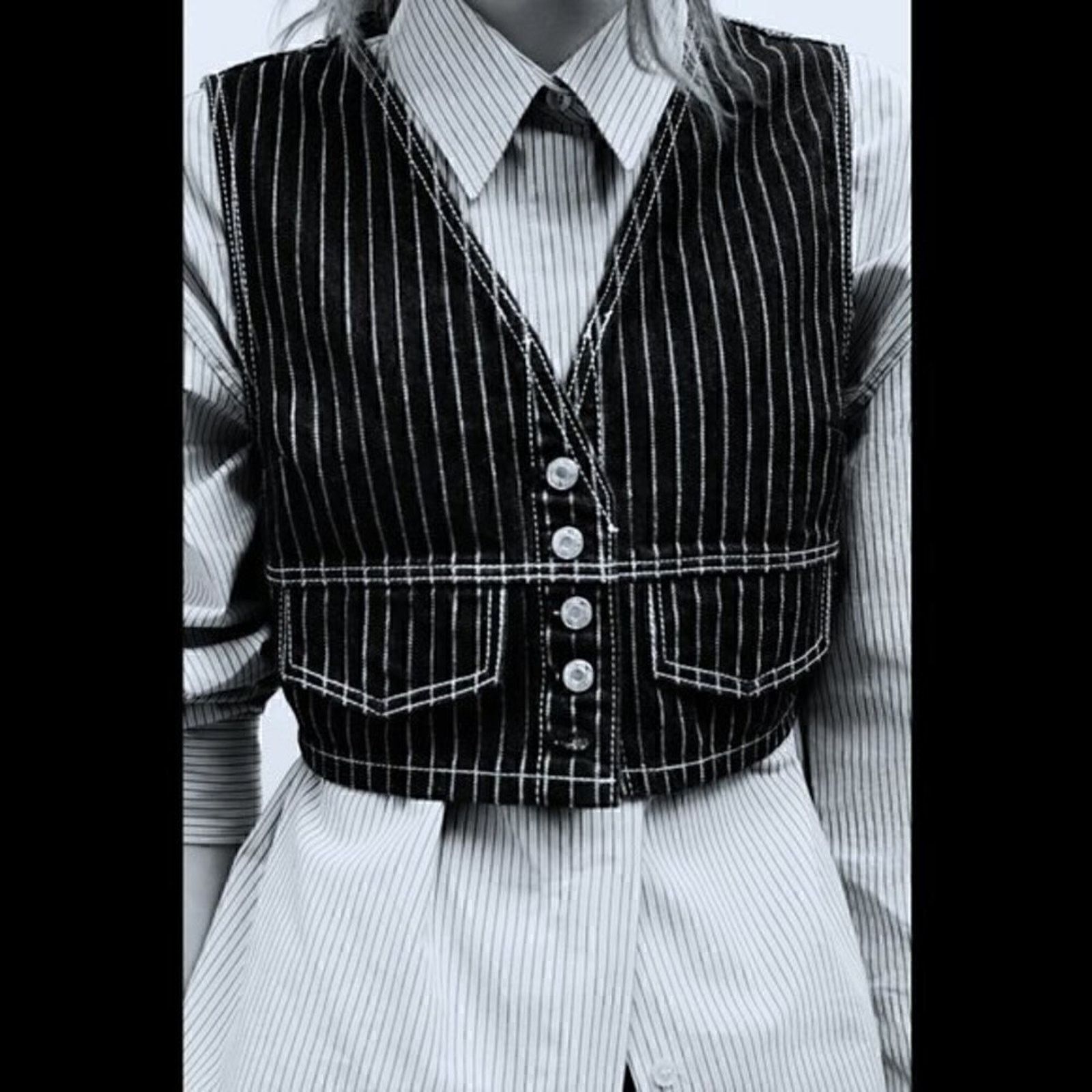 Zara ZARA Striped Cropped Vest NWT Size M / US 6-8 / IT 42-44 - 15 Thumbnail