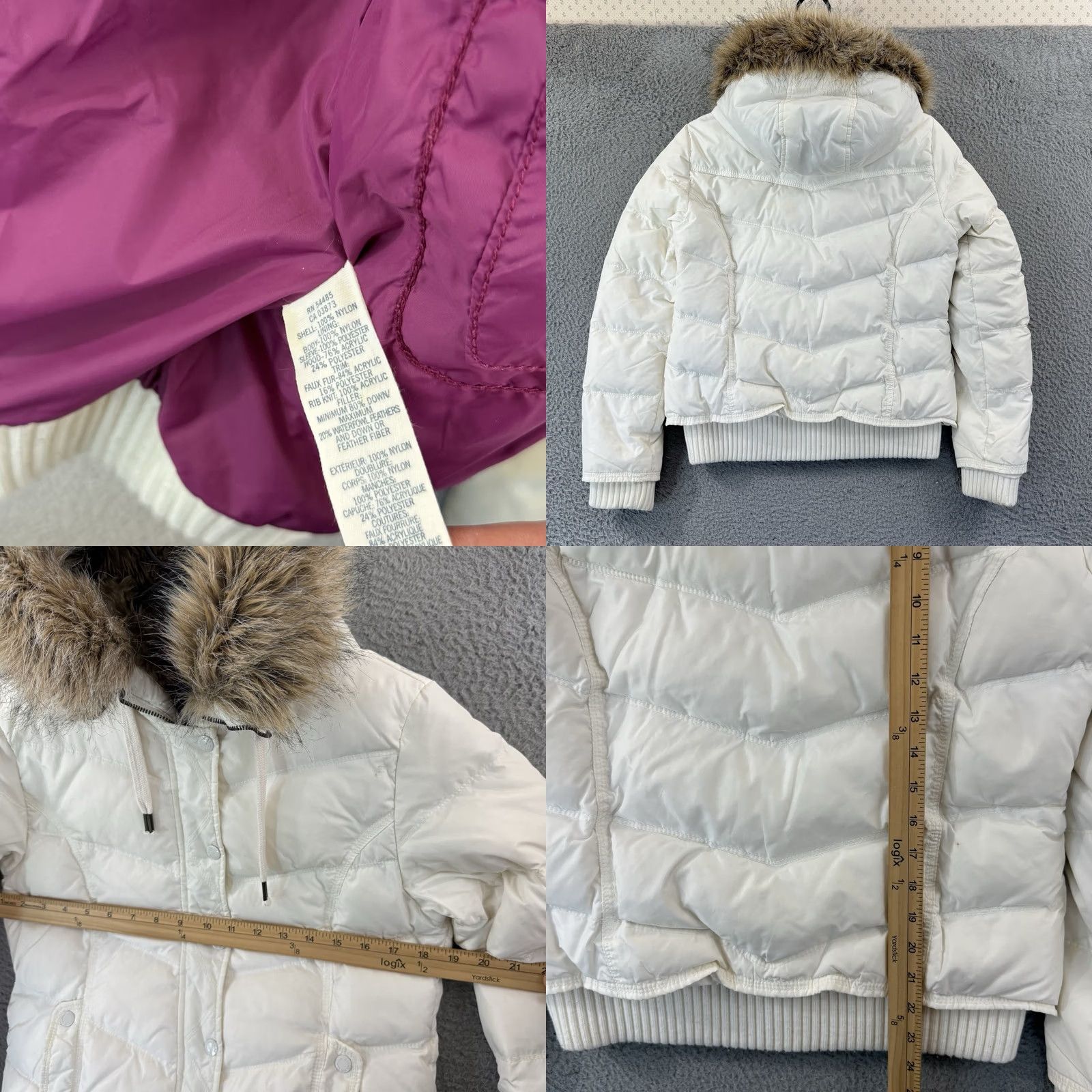 American Eagle Outfitters VINTAGE American Eagle Outfitters Jacket Womens M White Faux Fur Zip Bomber Hooded Size M / US 6-8 / IT 42-44 - 8 Thumbnail