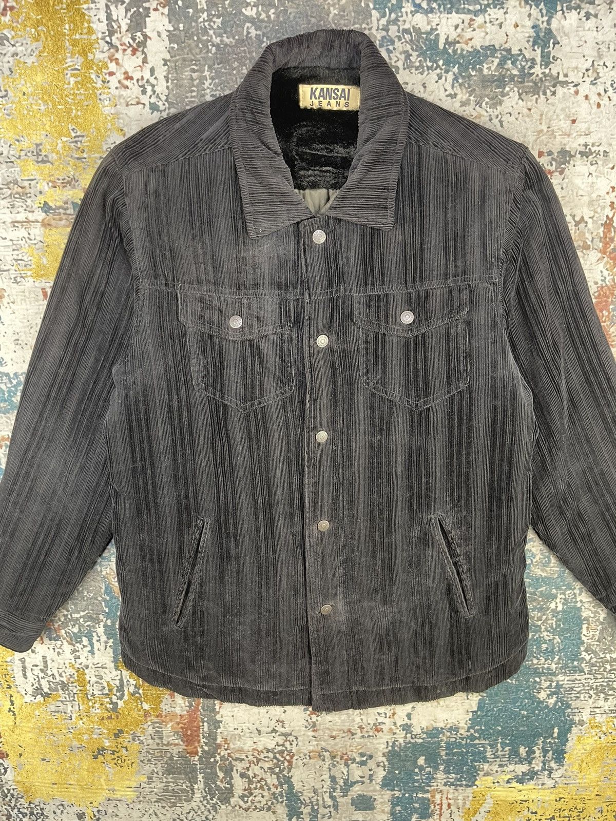 Kansai Yamamoto Kansai Jeans Vertical Striped Corduroy Jackets Size US M / EU 48-50 / 2 - 5 Thumbnail
