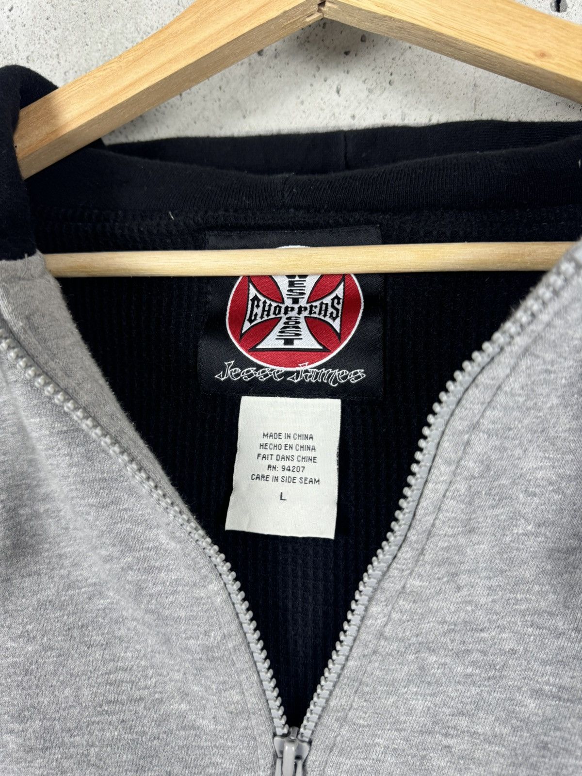 Vintage × West Coast Choppers Vintage West Coast Choppers Thermal Embroidered Zip Hoodie Size US L / EU 52-54 / 3 - 9 Thumbnail