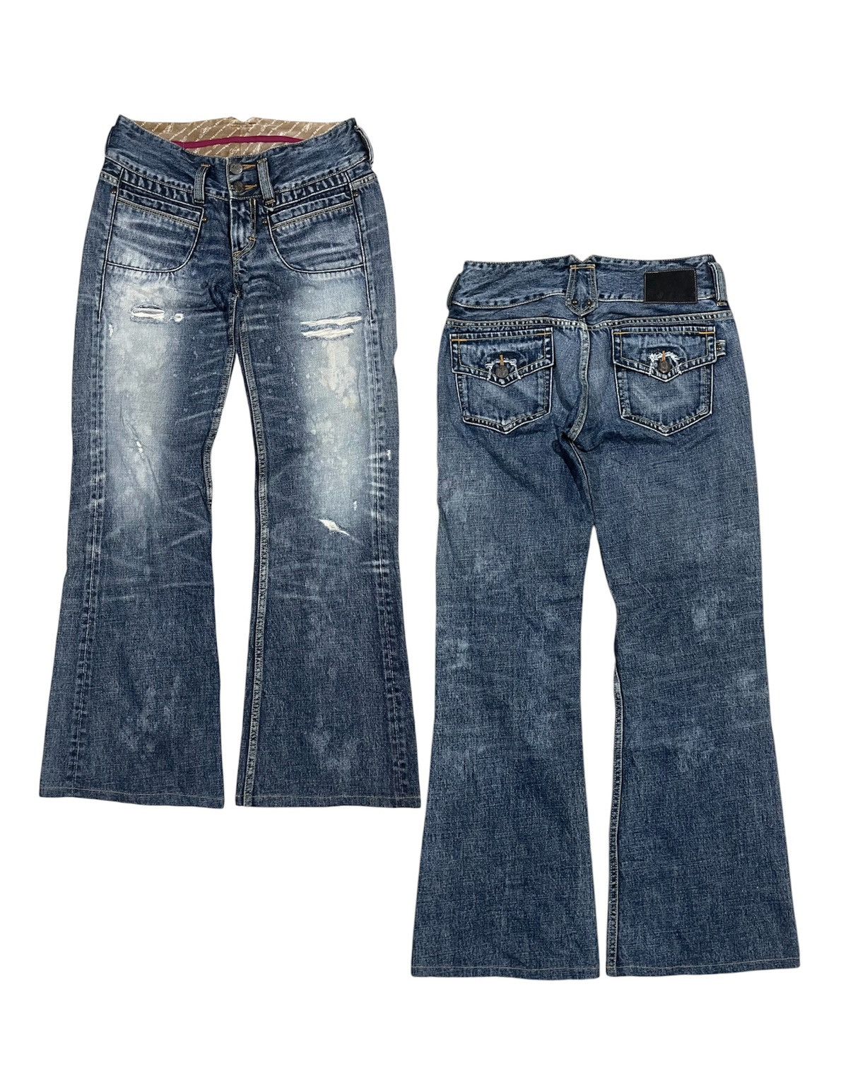 If Six Was Nine 2000s IF SIX WAS NINE STYLE MUDWASH FLARE DENIM JEANS Size 26" / US 2 / IT 38 - 1 Thumbnail