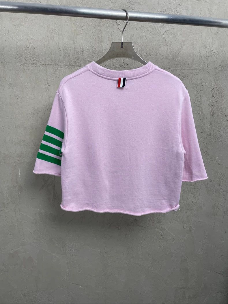 Thom Browne Thom browne Pink and green four-striped short short-sleeved Size XS / US 0-2 / IT 36-38 - 2 Thumbnail