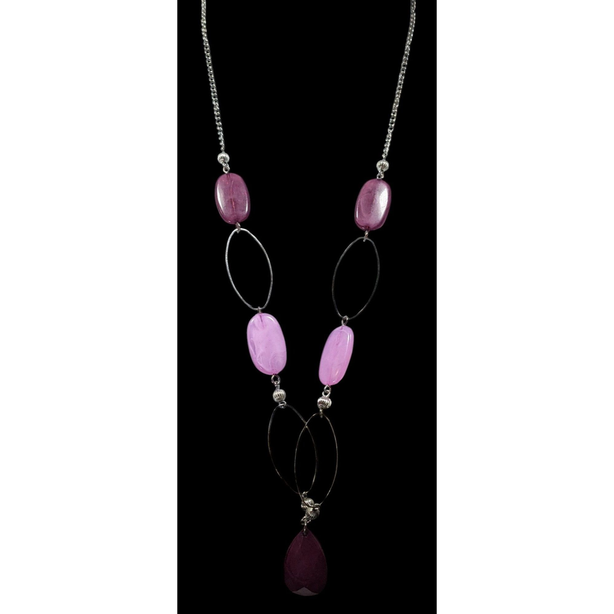 Other Whimsical Purple Gemmed Silver Tone Necklace Size ONE SIZE - 2 Thumbnail