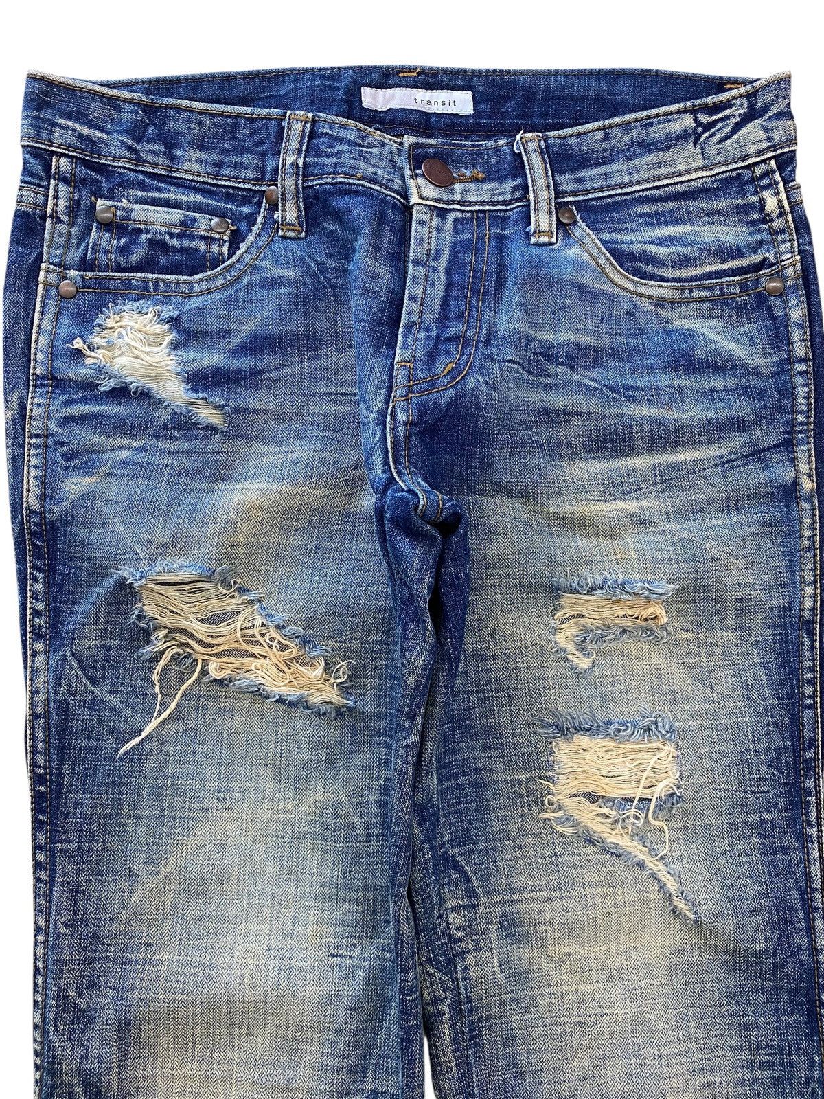Transit Transit Faded Wash Honey Comb Style Flare Jeans Size US 30 / EU 46 - 2 Thumbnail