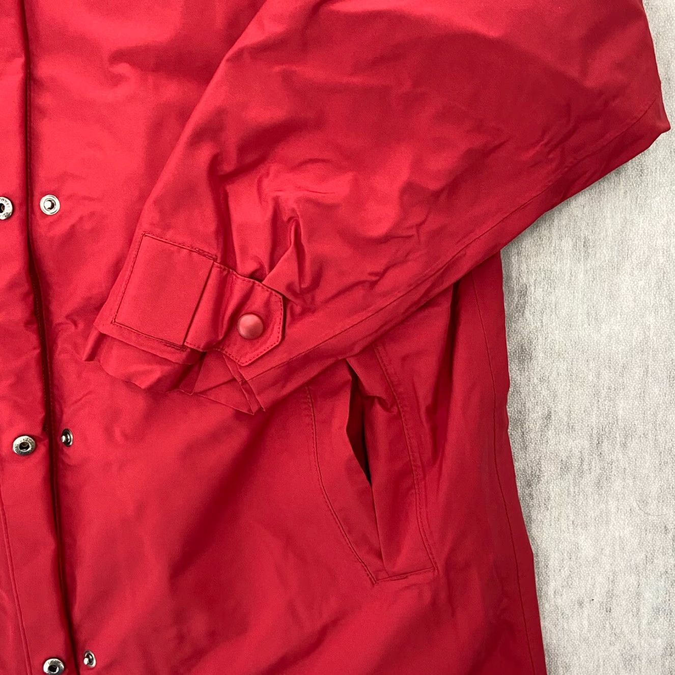 Vintage L.L. Bean Womens Trench Coat Rain Coat Wool Lined Full Zip Red - Size M - Polyester Canvas - Long Coat - Outdoor Rainwear - Womens Size M / US 6-8 / IT 42-44 - 4 Thumbnail