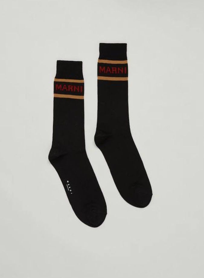 image of Marni O1W1Db10524 Size:os / Logo Socks In Black, Women's